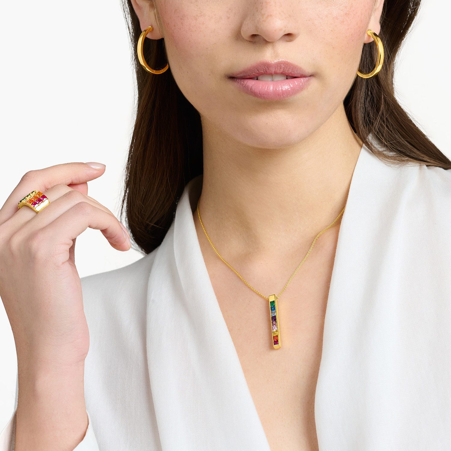 THOMAS SABO Collier Bunte Steine Vergold...