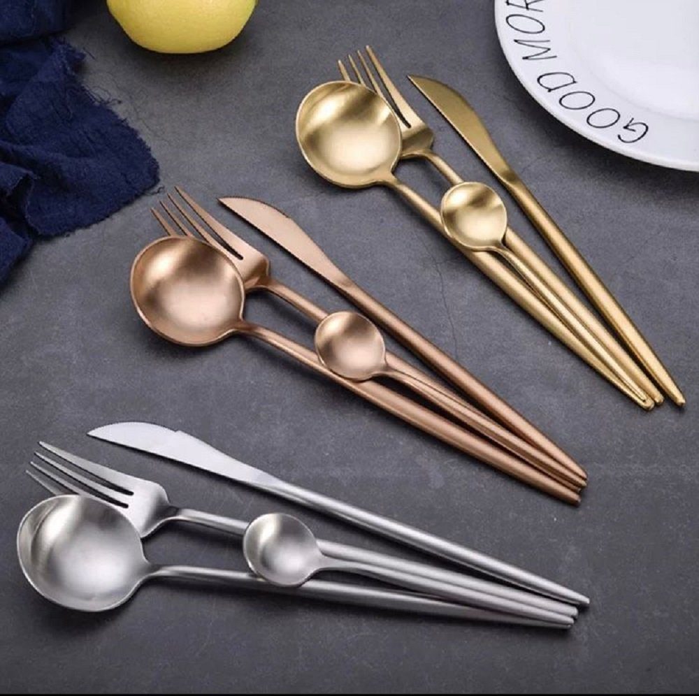 ZELLERFELD Besteck-Set Besteckset 24 teilig für 6 Personen Edelstahl 18/0, Gold