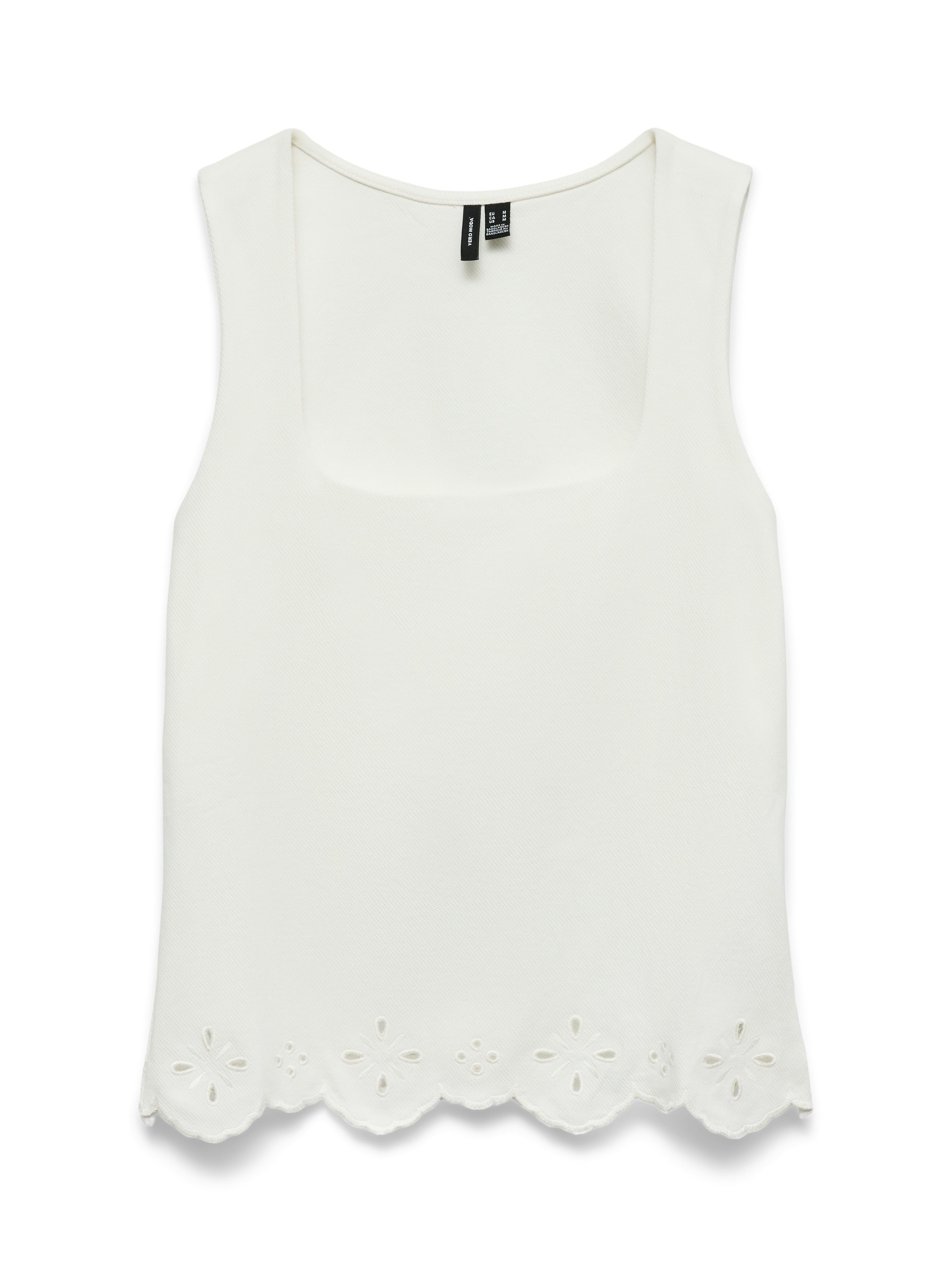 Vero Moda Spitzentop VMLOUISE SL SQUARE NECK TOP JRS Baumwolle, regular fit