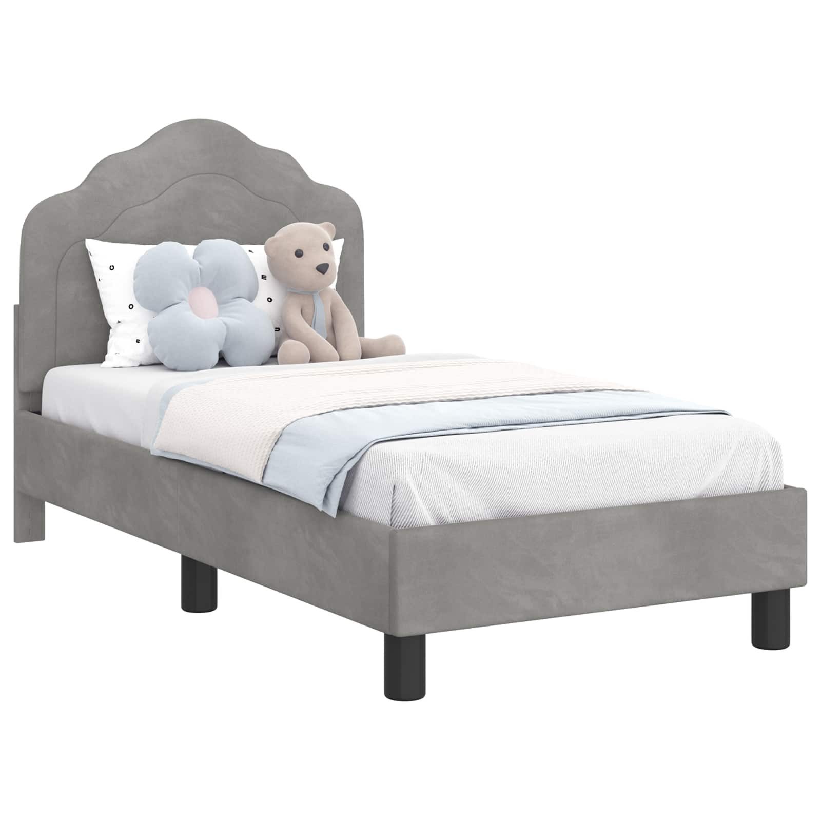 vidaXL Bett Kinderbettgestell mit Kopfteil Hellgrau 70 x 140 cm Samt (1-tlg günstig online kaufen