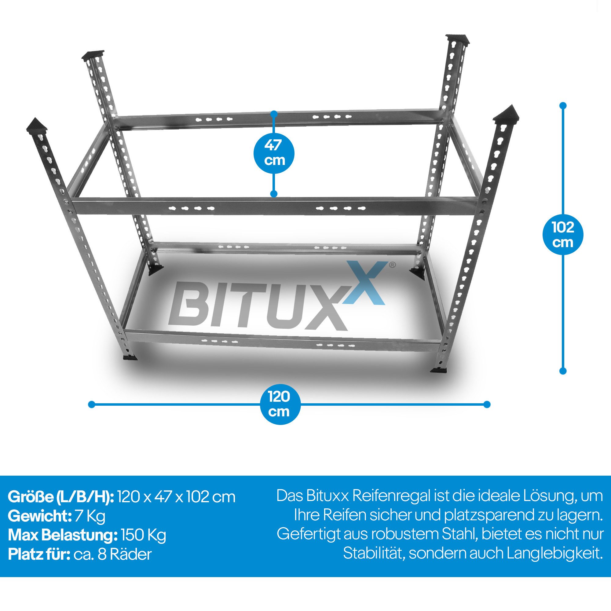 Bituxx Regal für Reifen bis 150kg – Bild 2 von 5
