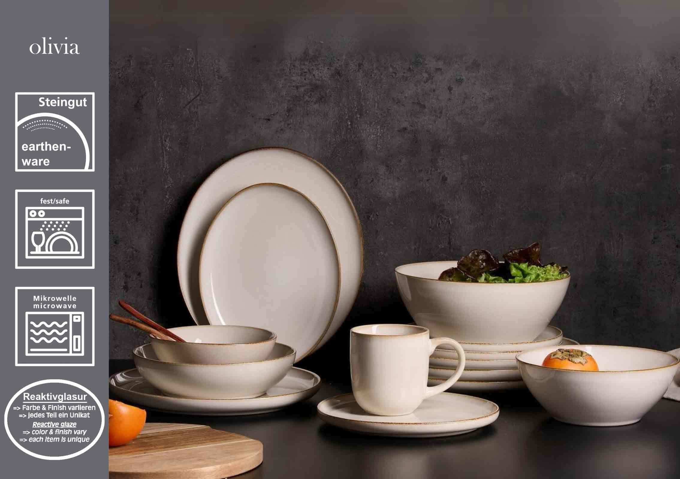 Ritzenhoff & Breker Tafelservice Olivia Teller-Set 18er Set (18-tlg), 6 Personen, Steingut
