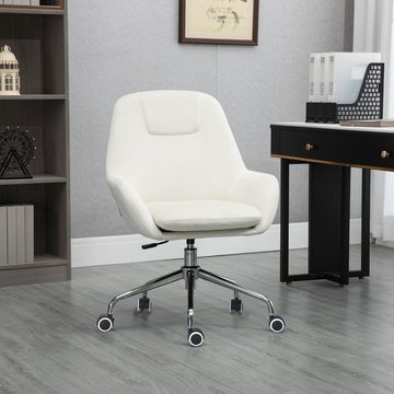Vinsetto Bürostuhl Bürostuhl im Retrodesign, höhenverstellbar (Arbeitsstuhl, 1 St), Schreibtischstuhl mit Samt-Optik Cremeweiß