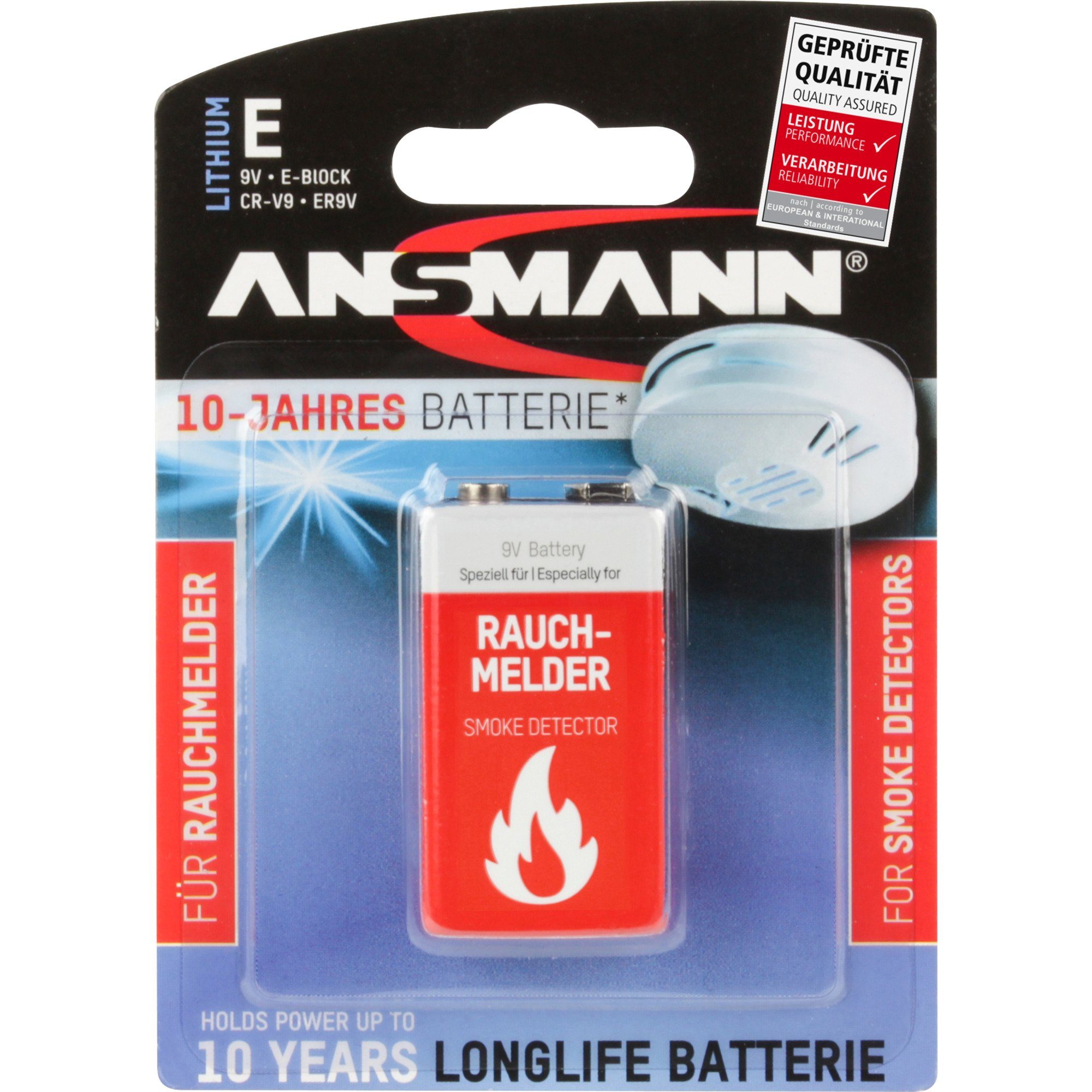 Ansmann Lithium Batterie für Rauchmelder, (Batterie