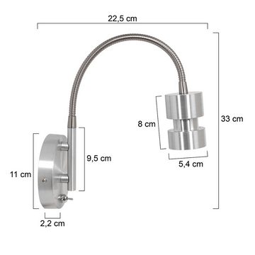 click-licht LED Wandleuchte LED Wandleuchte Natasja Led in Silber 7W 480lm GU10, keine Angabe, Leuchtmittel enthalten: Ja, LED, warmweiss, Wandleuchte, Wandlampe, Wandlicht