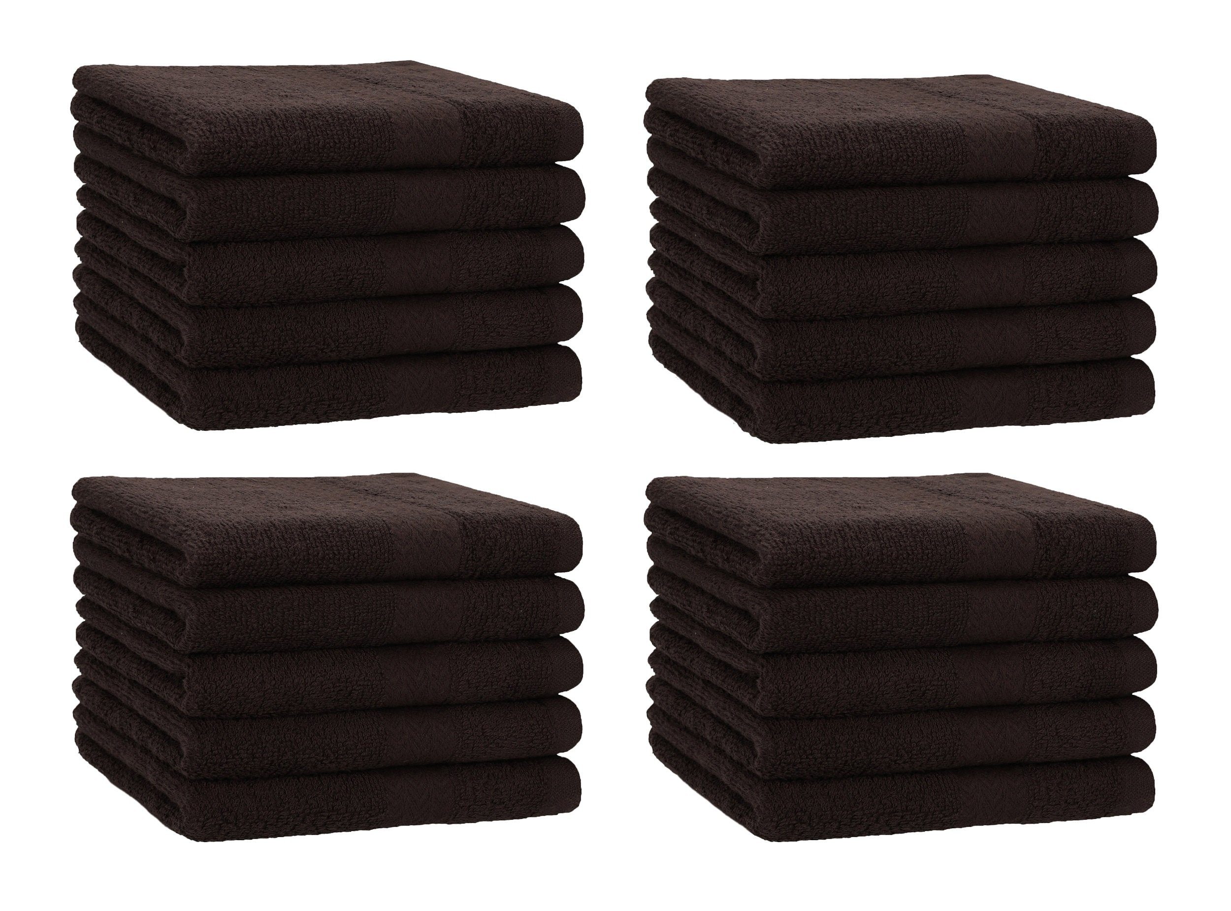 Betz Gästehandtücher 20 er Gästetuch-Set Premium 30x50 cm Farbe dunkelbraun, 100% Baumwolle