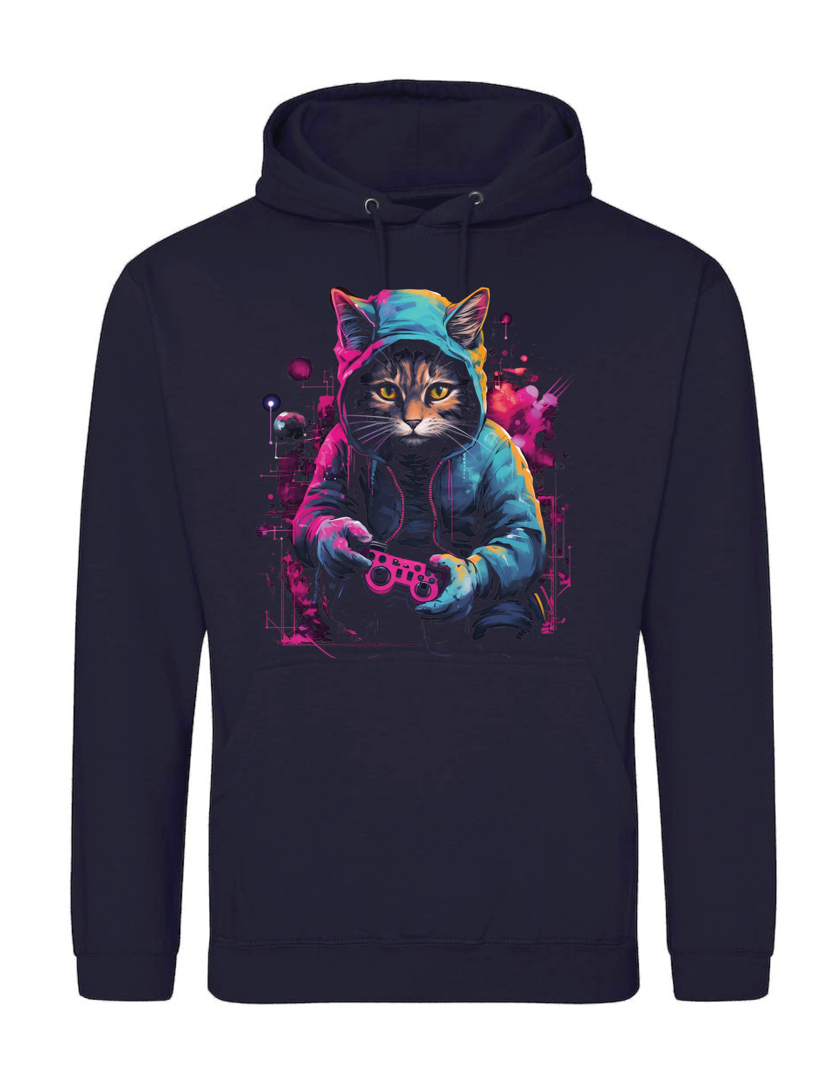 Kapuzenpullover Herren Hoodie Pullover "Gaming Katze" Für Gamer und Katzen Liebhaber