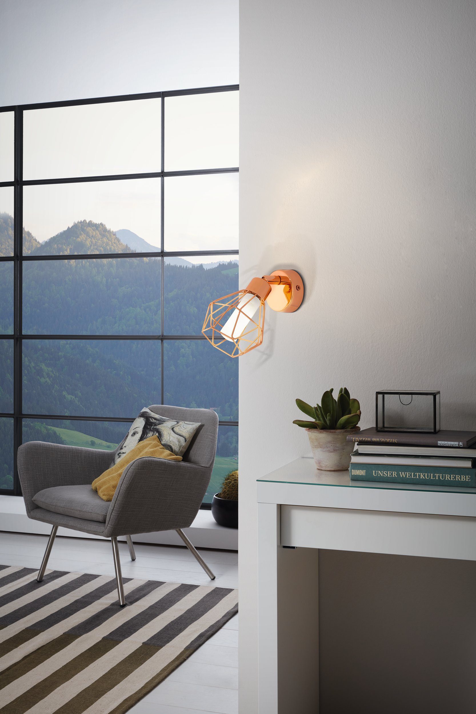 EGLO LED Deckenspot Zapata, Leuchtmittel inklusive, Wandstrahler in Kupfer und Weiß, Flurlampe inkl. G9 Leuchtmittel