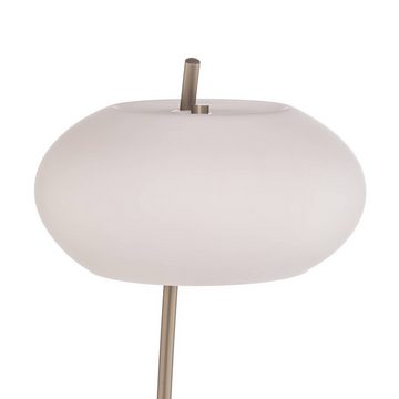 Lucande Stehlampe Sharvil, Leuchtmittel nicht inklusive, Design, Eisen, Glas, nickel matt, weiß, 1 flammig, E27, Design