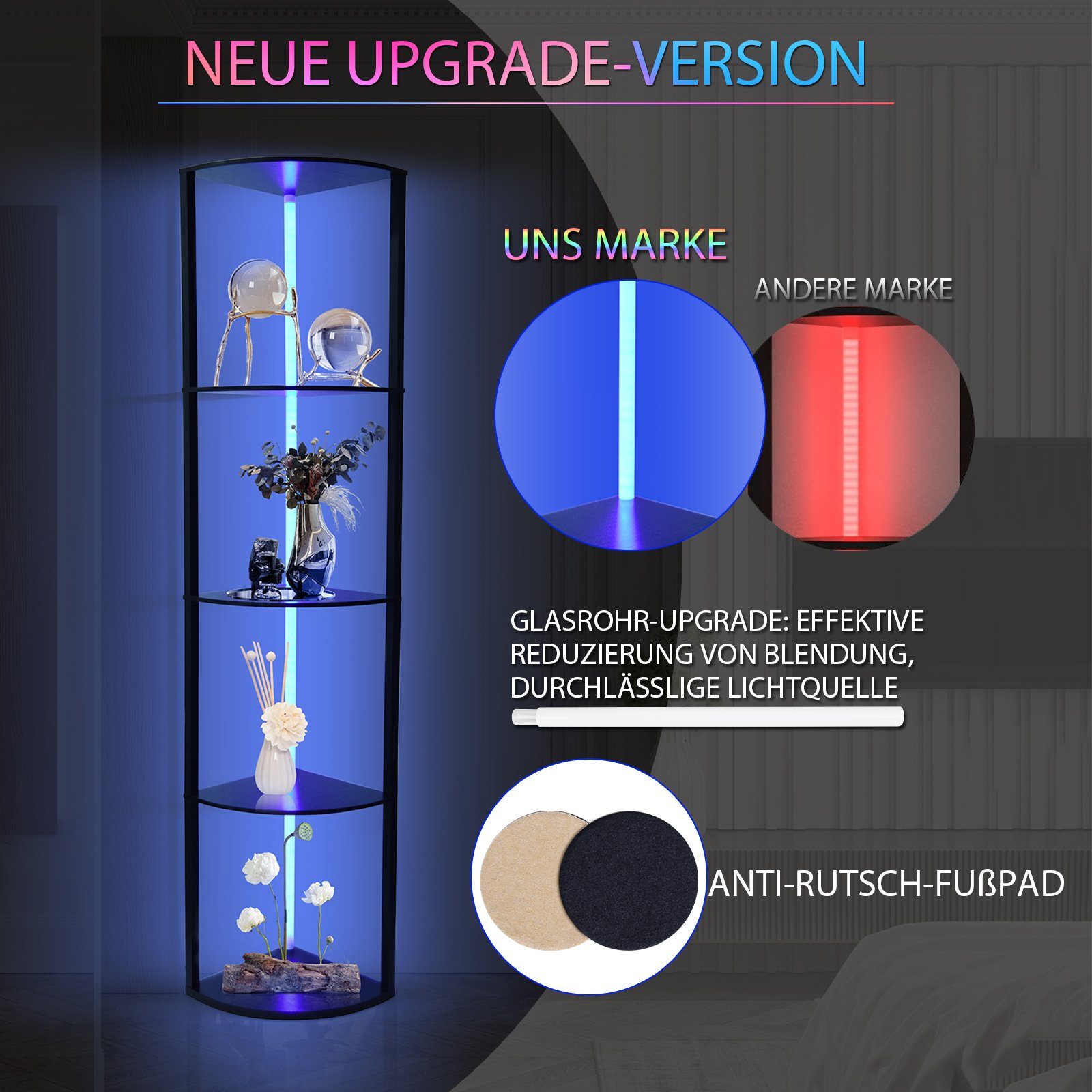 XERSEK LED Stehlampe Stehleuchte mit Regal 160cm, 6 Farbtemperatur Standleu günstig online kaufen