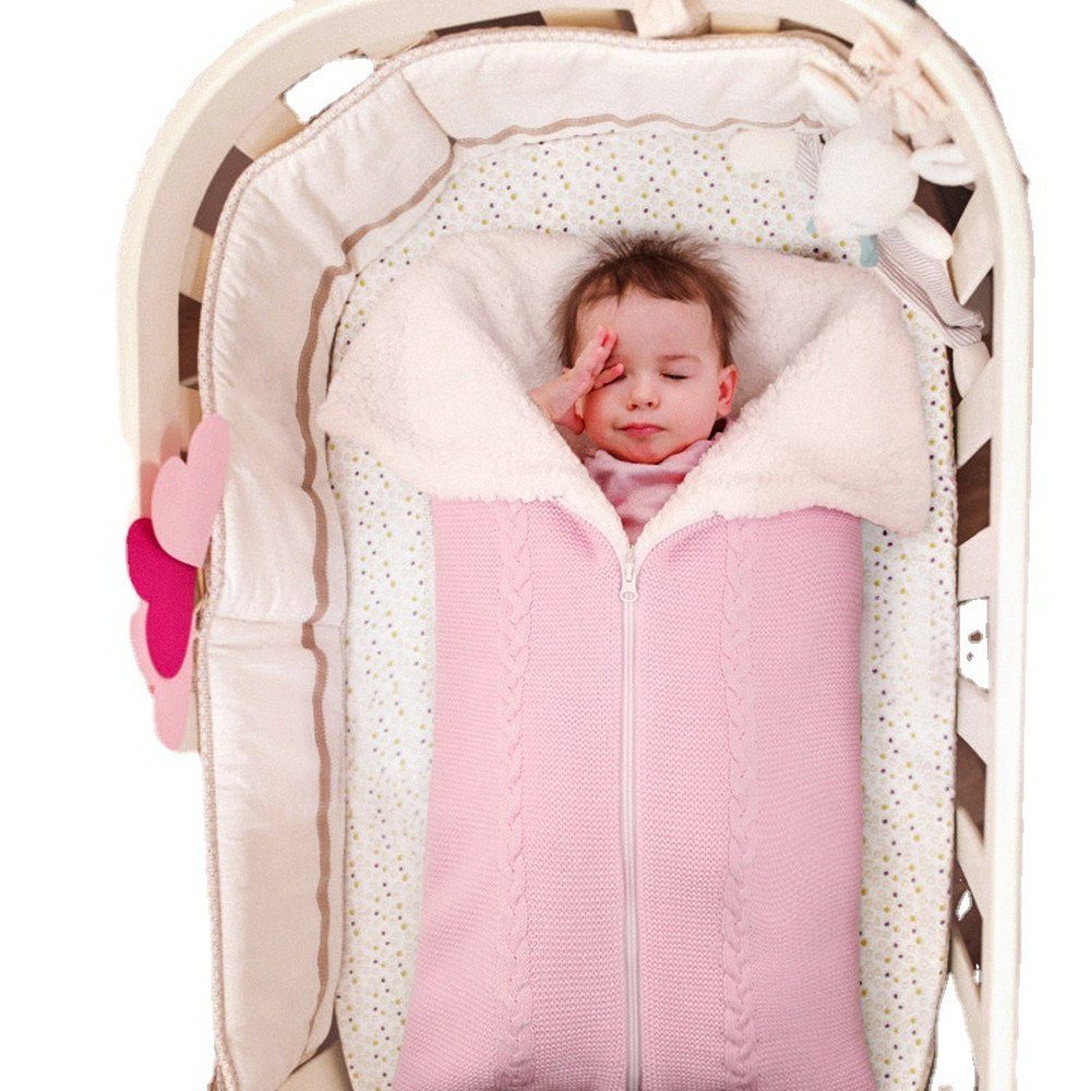 XDeer Babyschlafsack Baby Schlafsack Decke für Kinderwagen Wickeldecke Wickelwickel, Blanket,Warmer Schlafsack mit Baumwollflaum für Babys pink