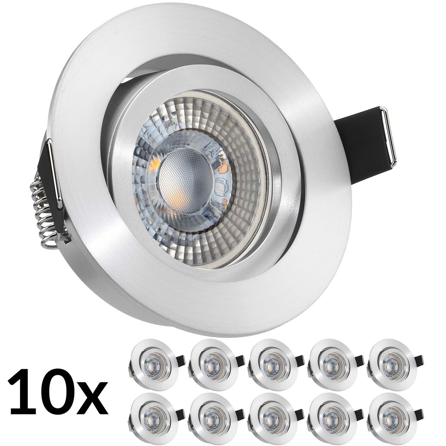 LED Set RGB extra 3W aluminium LED Einbaustrahler L 10er matt LEDANDO mit in flach Einbaustrahler