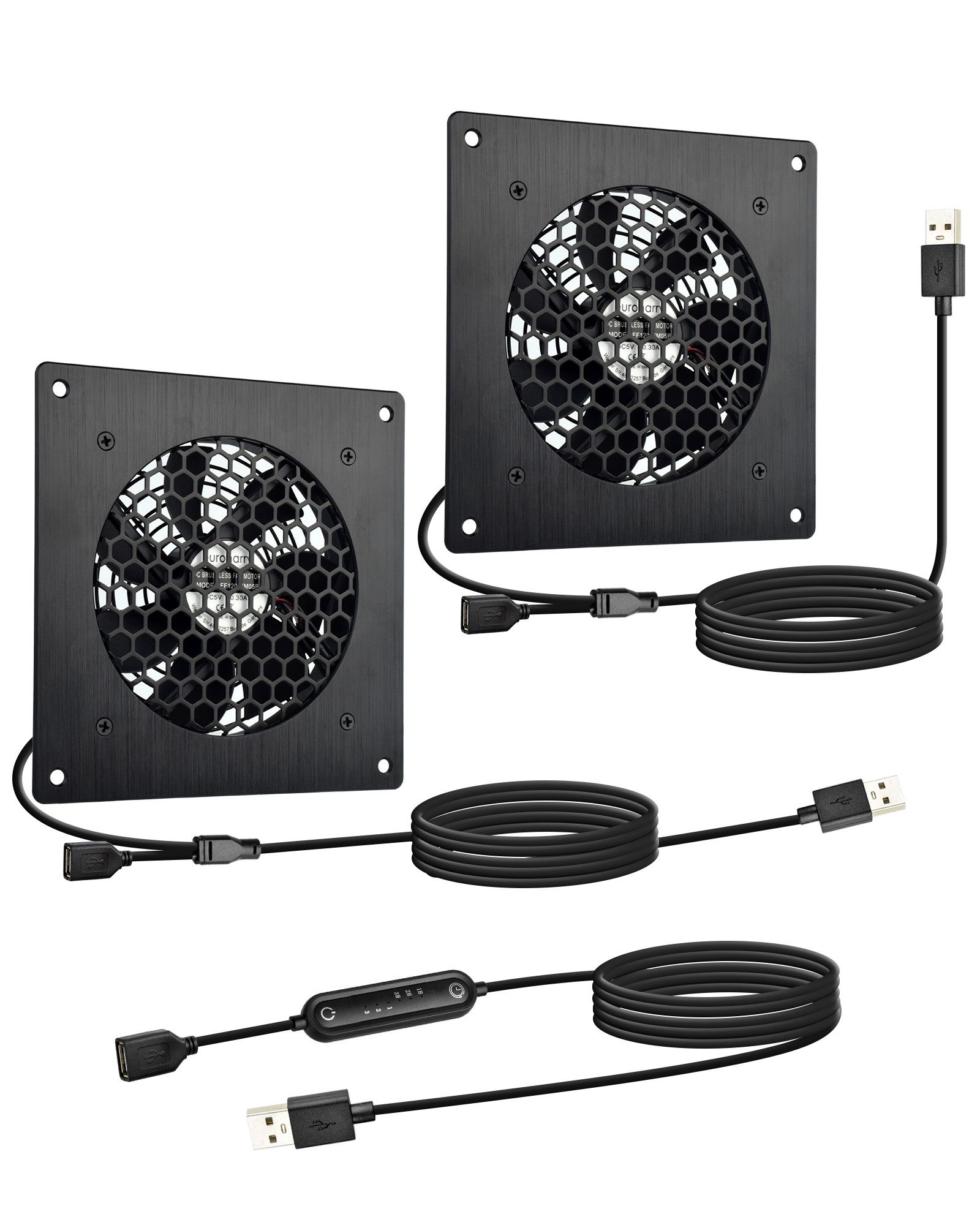 euroharry Mini USB-Ventilator USB 120mm leiser Lüfter, 6-Windgeschwindigkeiten und Smart Timing