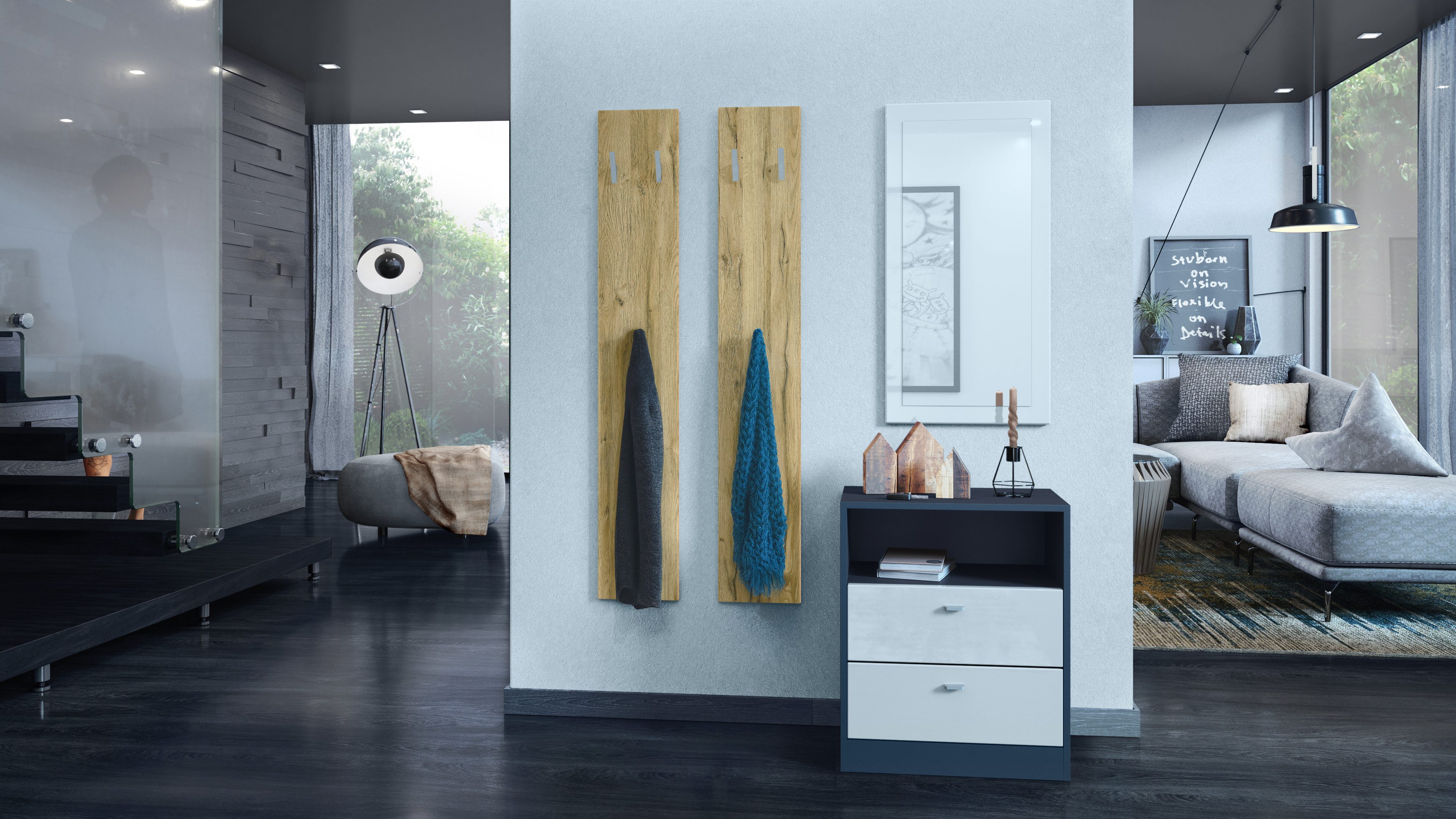 Vladon Garderobenpaneel Wandpaneel 140 (Garderobenpaneel, bestehend aus 2 P günstig online kaufen