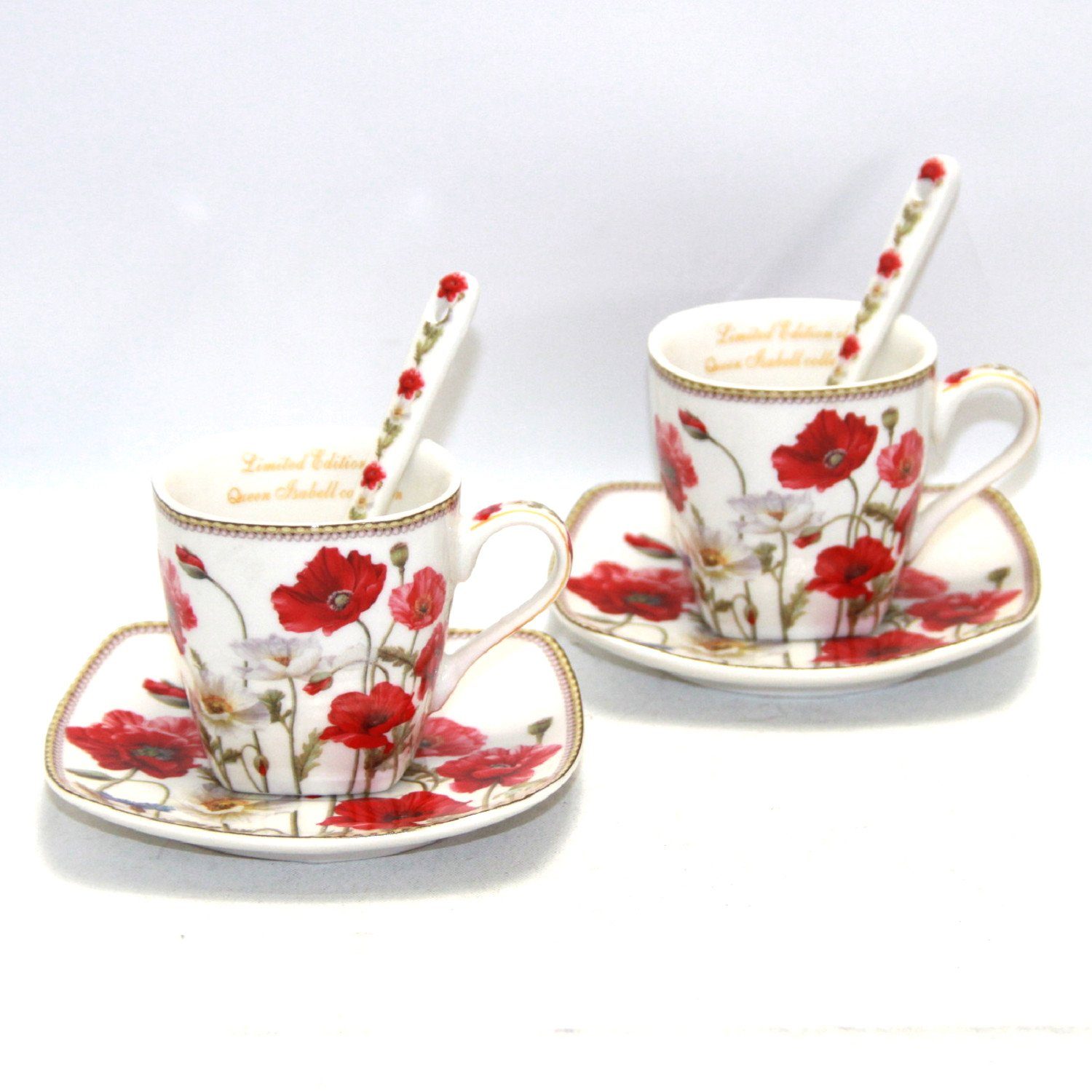 Queen Isabell Espressotasse, Espressotassen Porzellanset Mohnblumenmuster