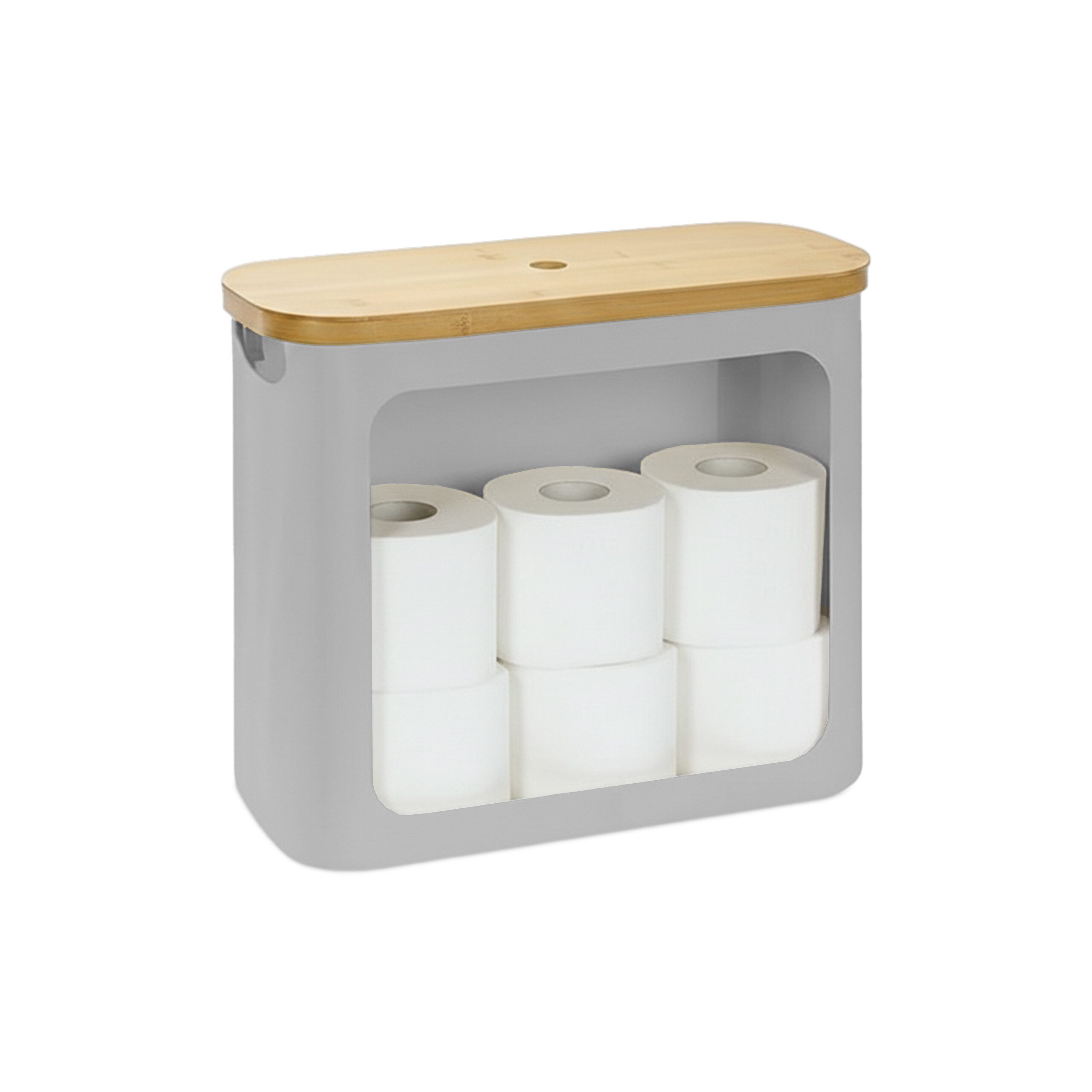 relaxdays Toiletten-Ersatzrollenhalter Toilettenpapier Aufbewahrung 12 Rollen, grau