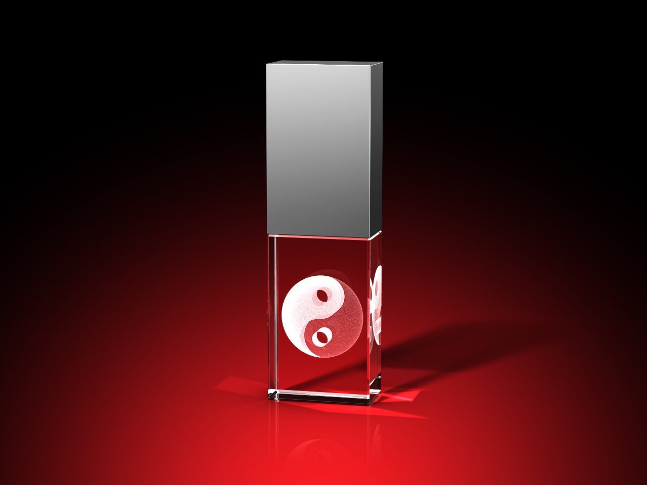 GLASFOTO.COM Yin-Yang 3D-Kugel – USB-Stick, LED weiß, 16 GB (30 x 18 x 10)  USB-Stick (30 x 18 x 10 mm (B x H x T)