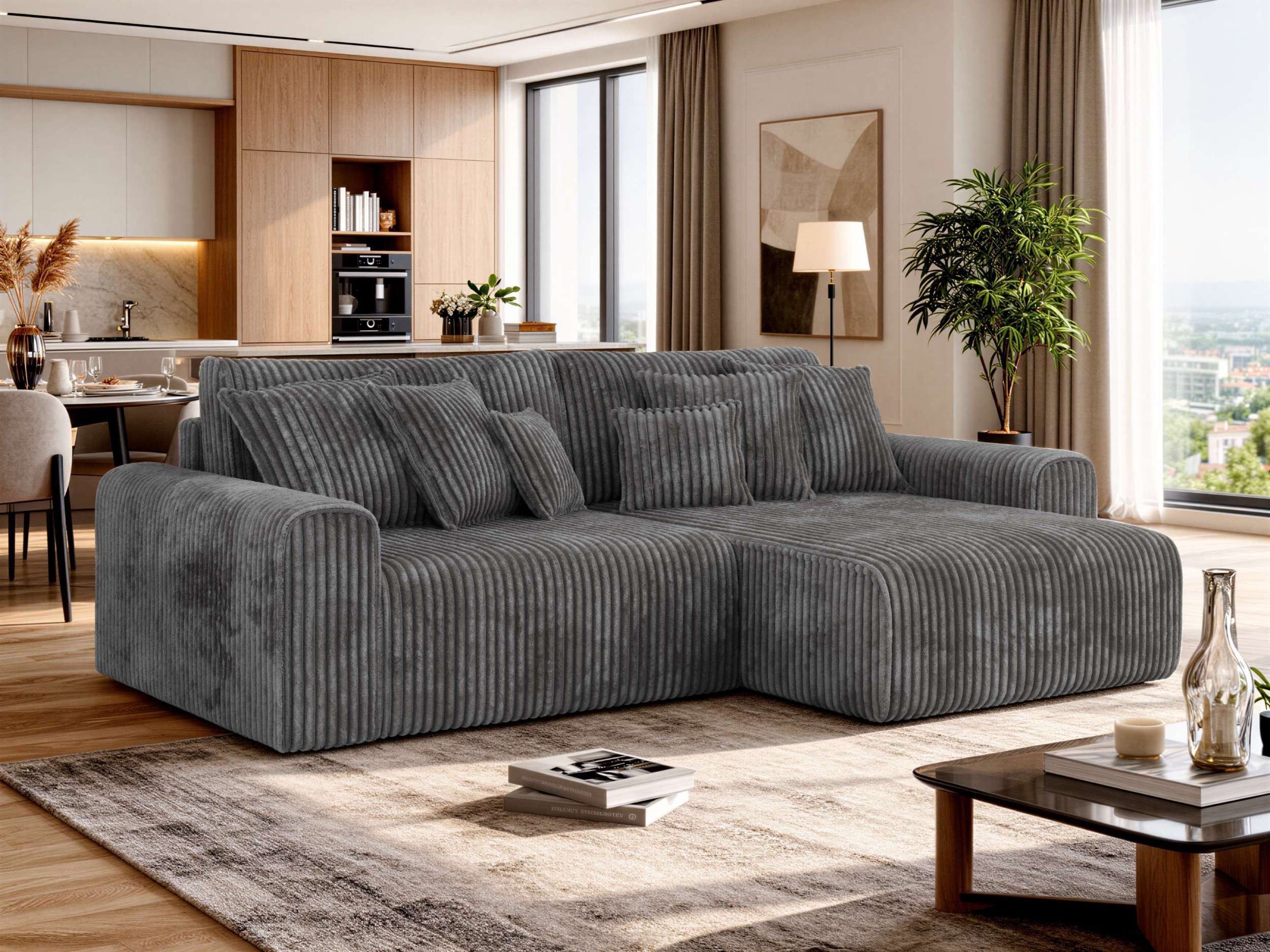MKS MÖBEL Ecksofa ELARA L, Set, Lose Kissen, L-form Sofa, Armlehnen, DL-System, Bettkasten, Wellenfedern
