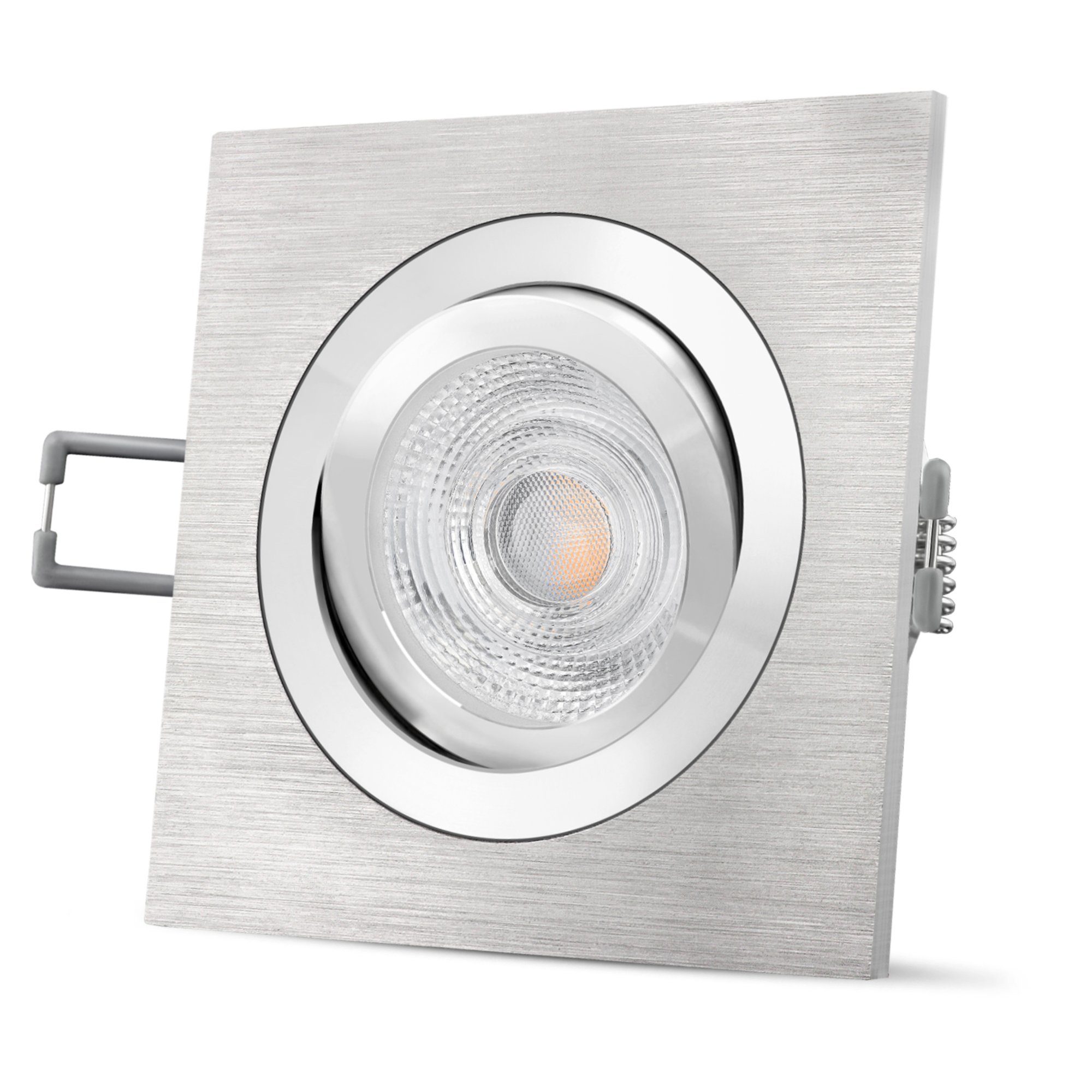 SSC-LUXon LED Einbaustrahler QF-2 quadratische LED Einbauleuchte Alu gebuerstet schwenkbar, Warmweiß