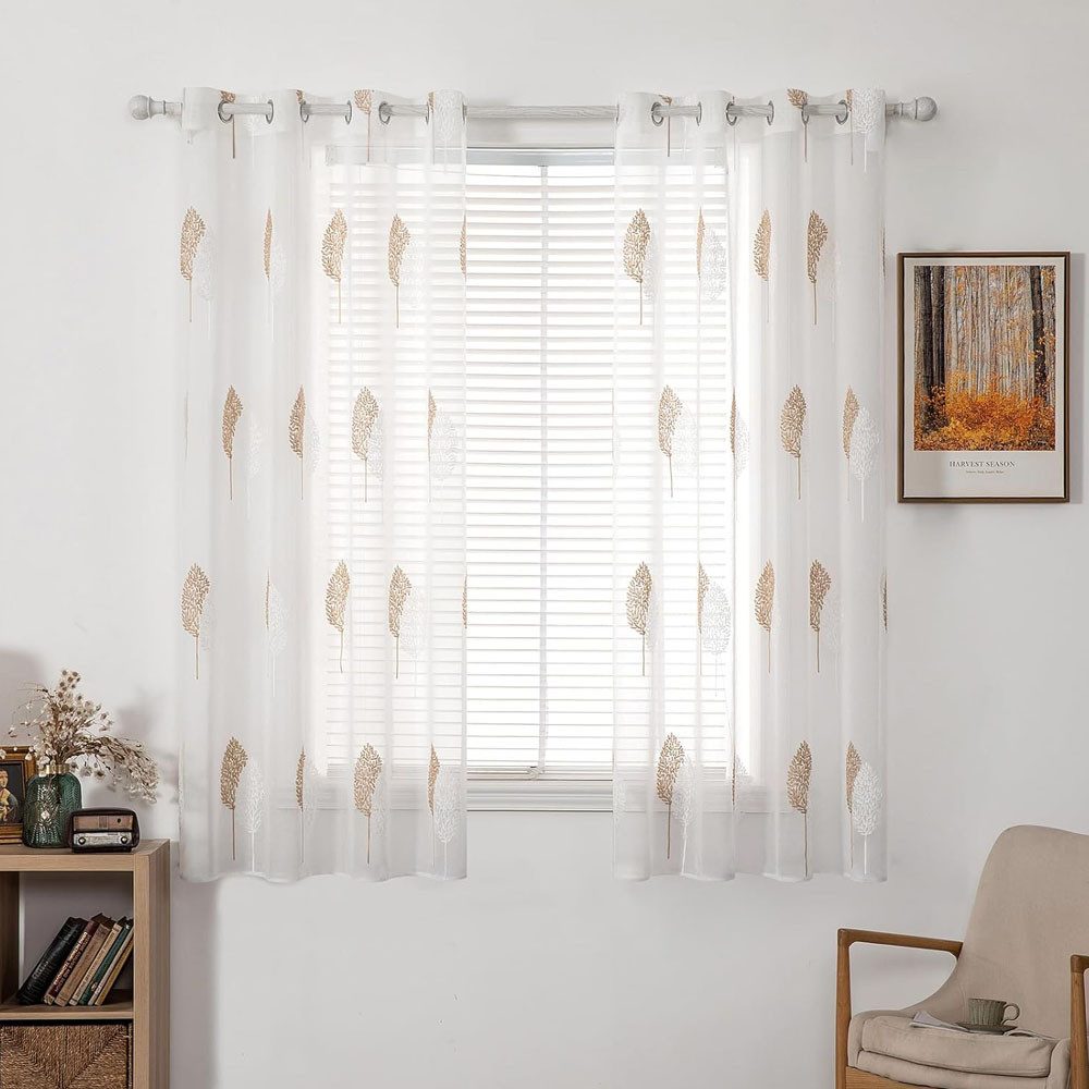 NUODWELL Gardine 2er Set Wohnzimmer Vorhänge, günstig online kaufen