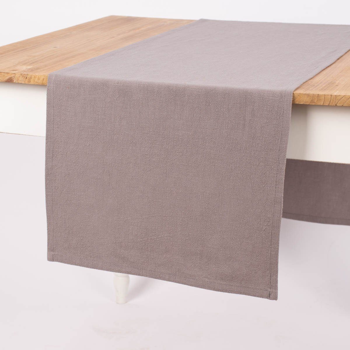 Tischläufer SCHÖNER LEBEN. Tischläufer Bio Ramie Leinenoptik grau 40x160cm