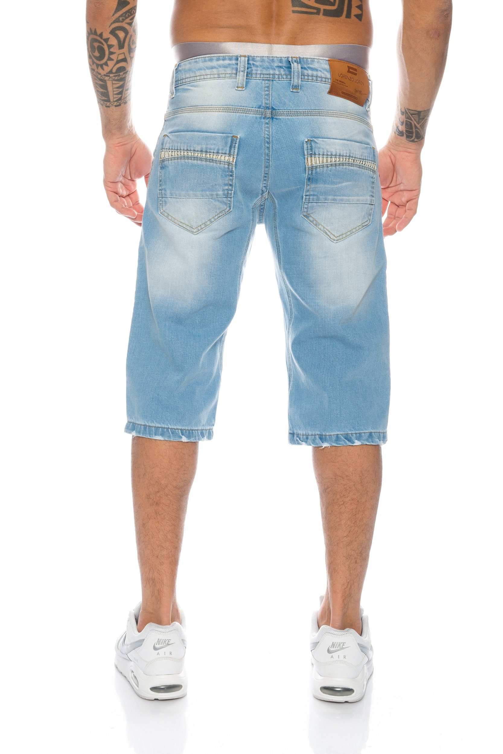Lorenzo Loren Jeansshorts Herren Shorts Denim Blau LL-389