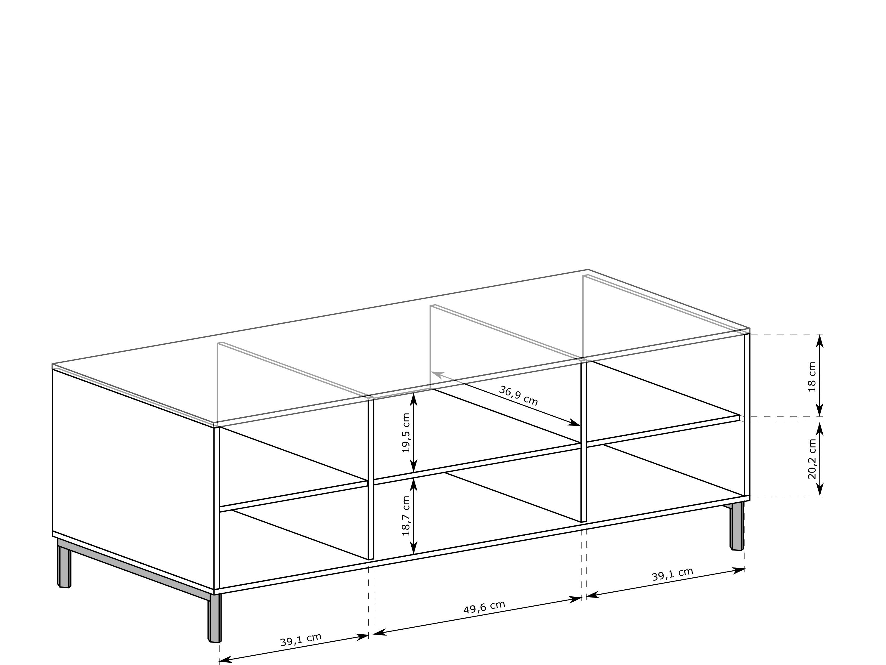 TV-Schrank Kaschmir 2 Breite: Klappen/Türen, mit Front, 135 Compleo geriffelte cm VIVAS