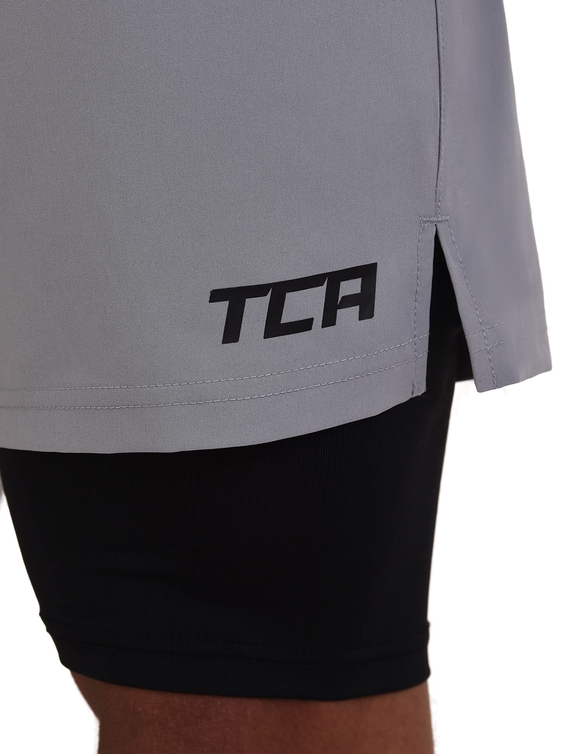 TCA TCA Laufhose XL Kompressionshose Hellgrau, mit - Trainingsshorts 2-in-1 Herren
