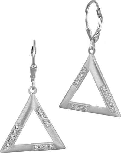 SilberDream Paar Ohrhänger SilberDream Ohrringe Damen 925 Silber (Ohrhänger), Damen Ohrhänger Dreieck aus 925 Sterling Silber, Farbe: silber, weiß