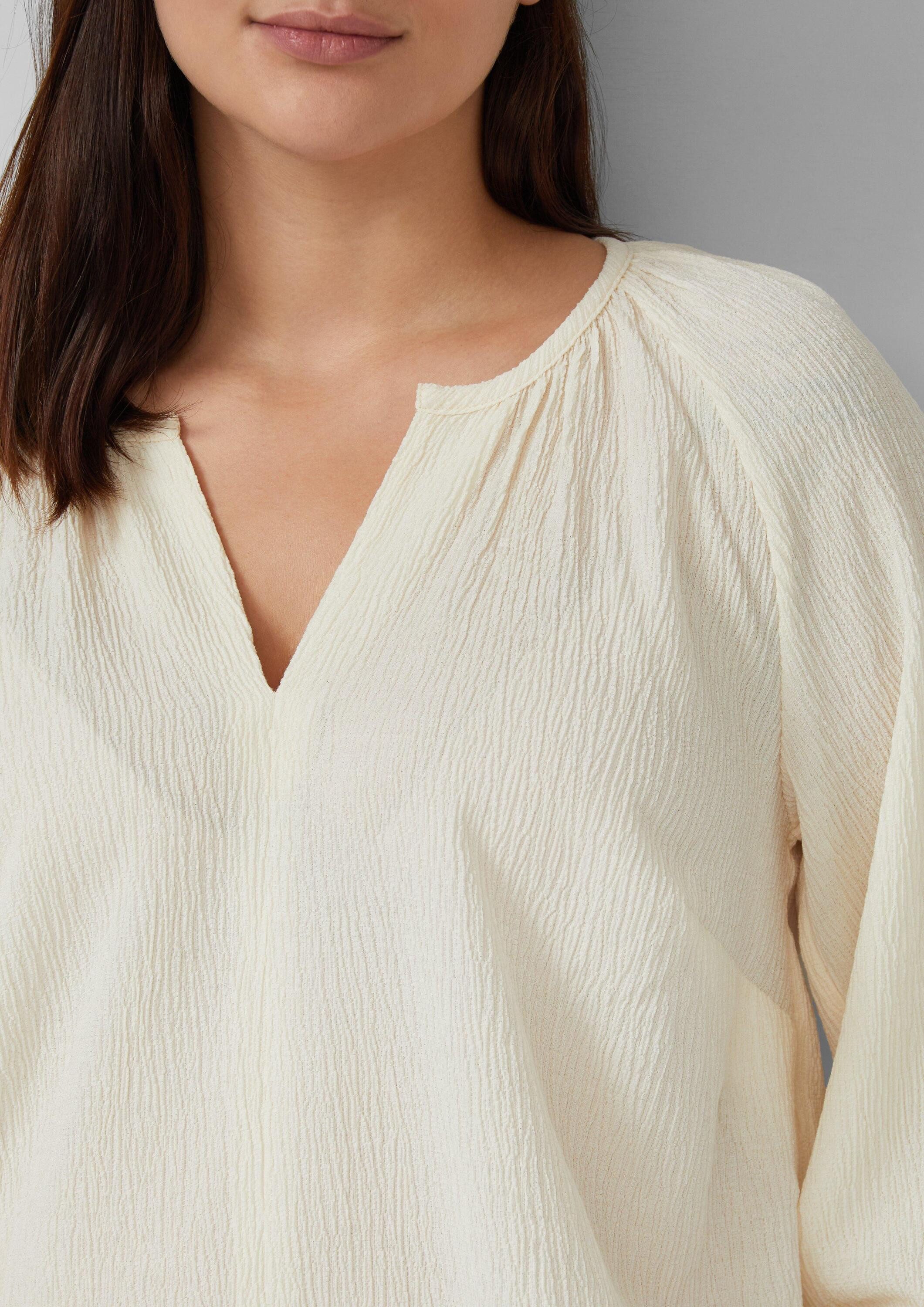 s.Oliver Langarmbluse Bluse Elastische strukturierte Bluse mit weitem Arm