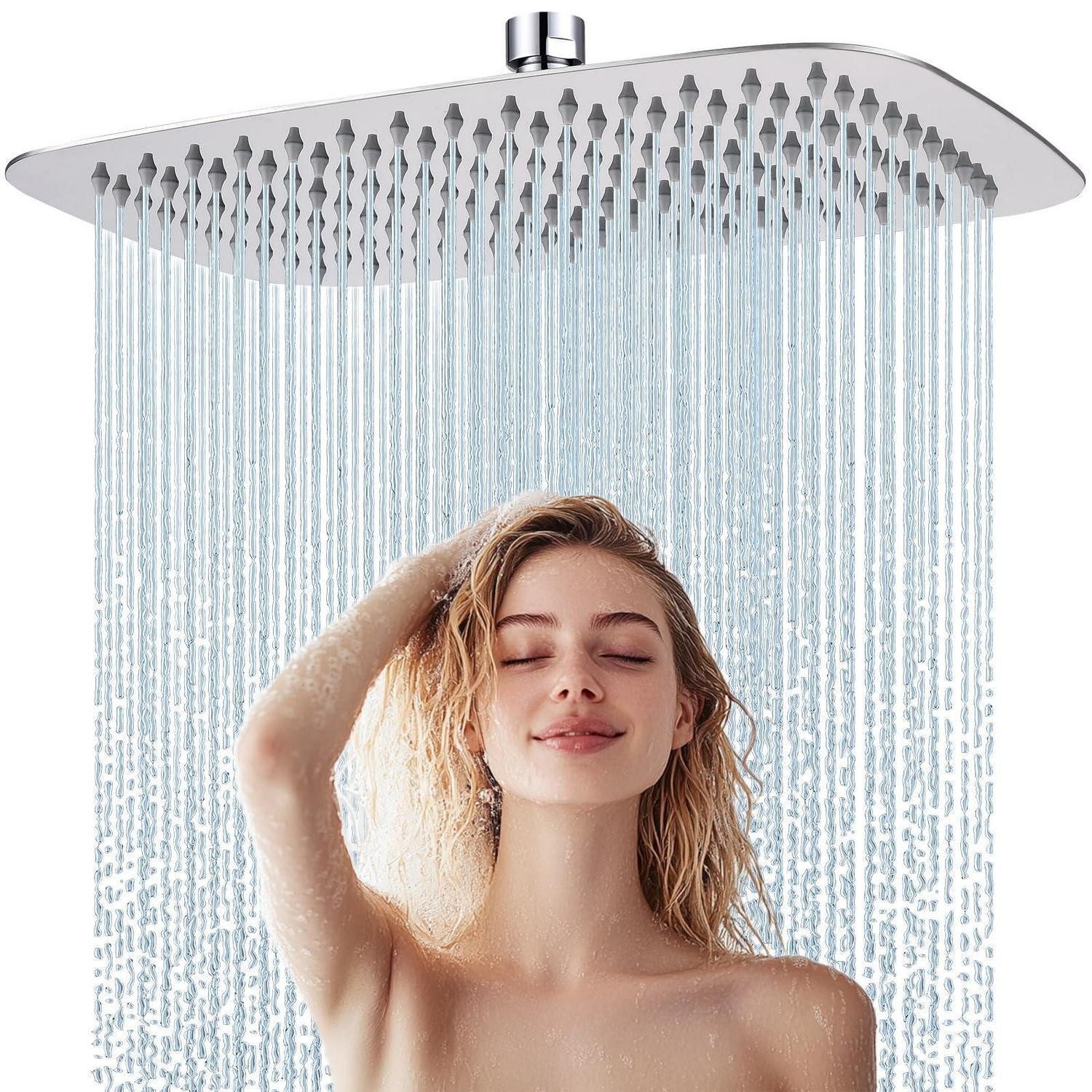 LuxusKollektion Regenduschkopf Duschkopf Regendusche Edelstahl Rechteckig 30 x 20 cm Chrom
