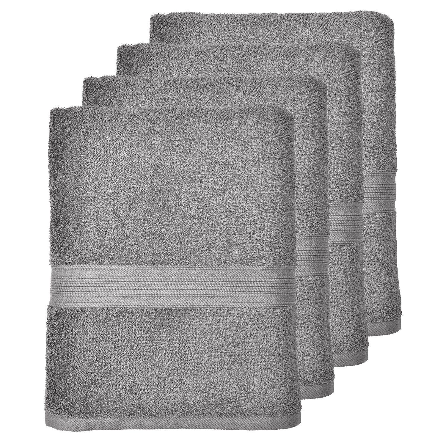 leevitex® Handtuch Frottee 4er Set, 50 fusselfrei & Grau hochwertig verarbeitet x 100 cm