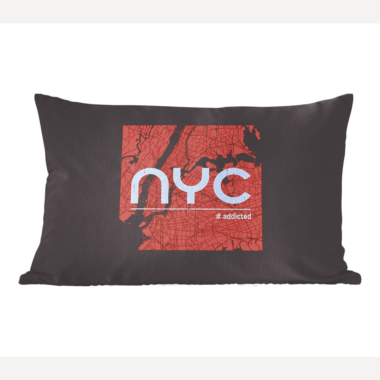 MuchoWow Dekokissen New York - Rot - Weiß, Wohzimmer Dekoration, Zierkissen, Dekokissen mit Füllung, Schlafzimmer | Dekokissen