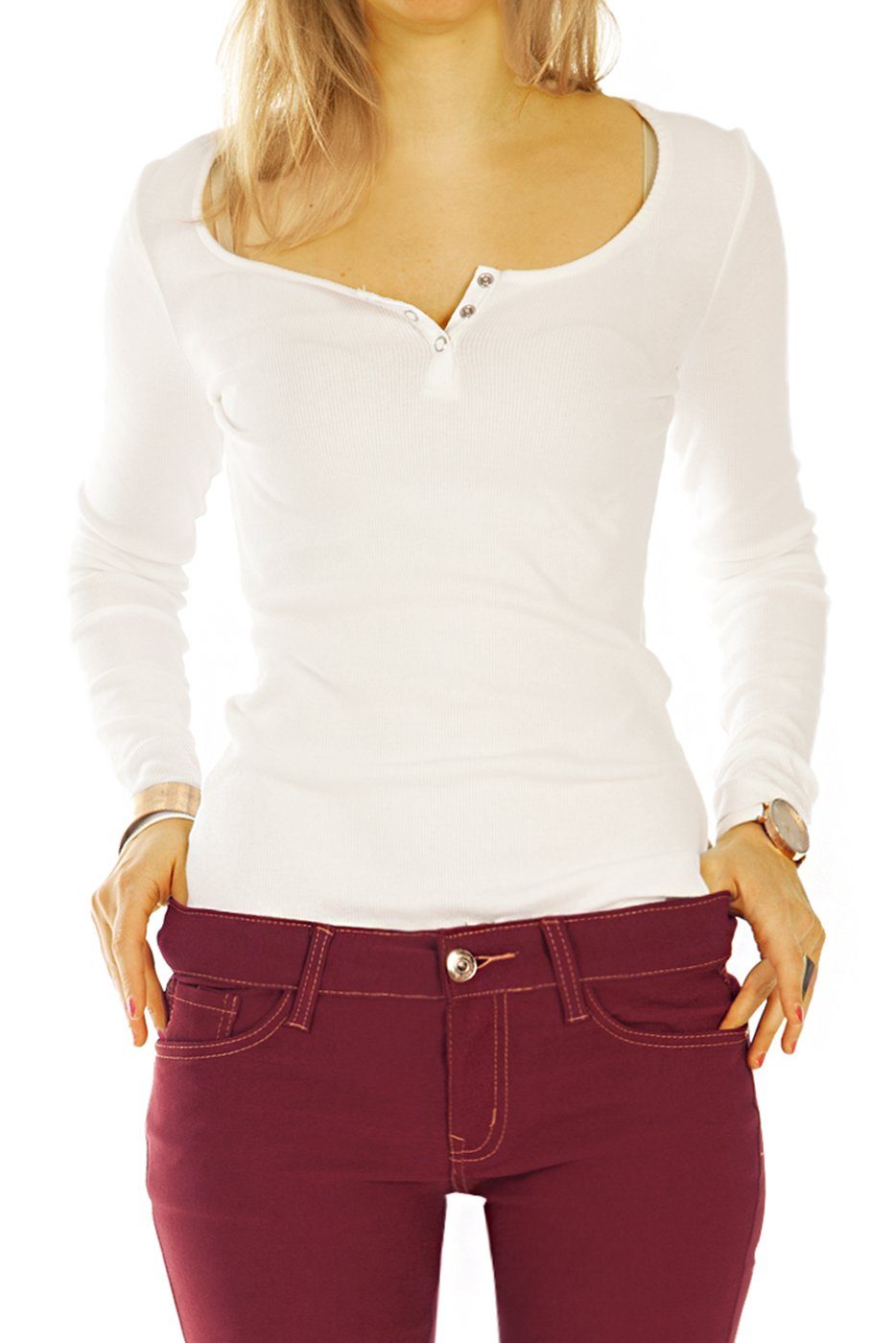be styled Stoffhose Low waist slim Stoffhose enge Hüfthose bequem - Damen - j53L unifarben