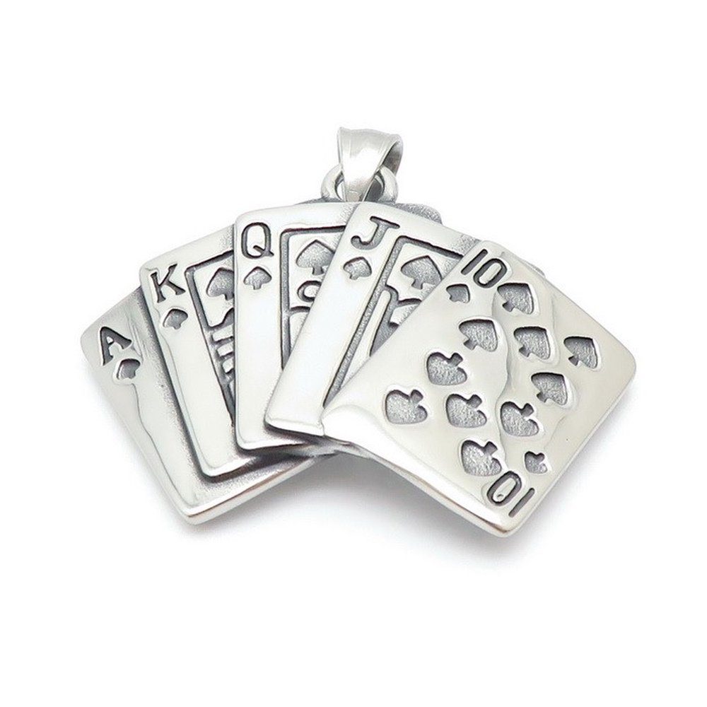 Anhänger Set Anhänger Poker Royal Flush Silber aus Edelstahl Unisex