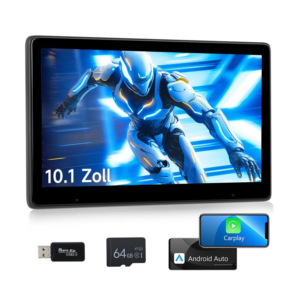 Hikity 10 Zoll Auto Kopfstützen Player mit Touchscreen, Wireless Mirror Link Navigationsgerät (Wireless Mirror Link, SD-Karte und Online-Video)