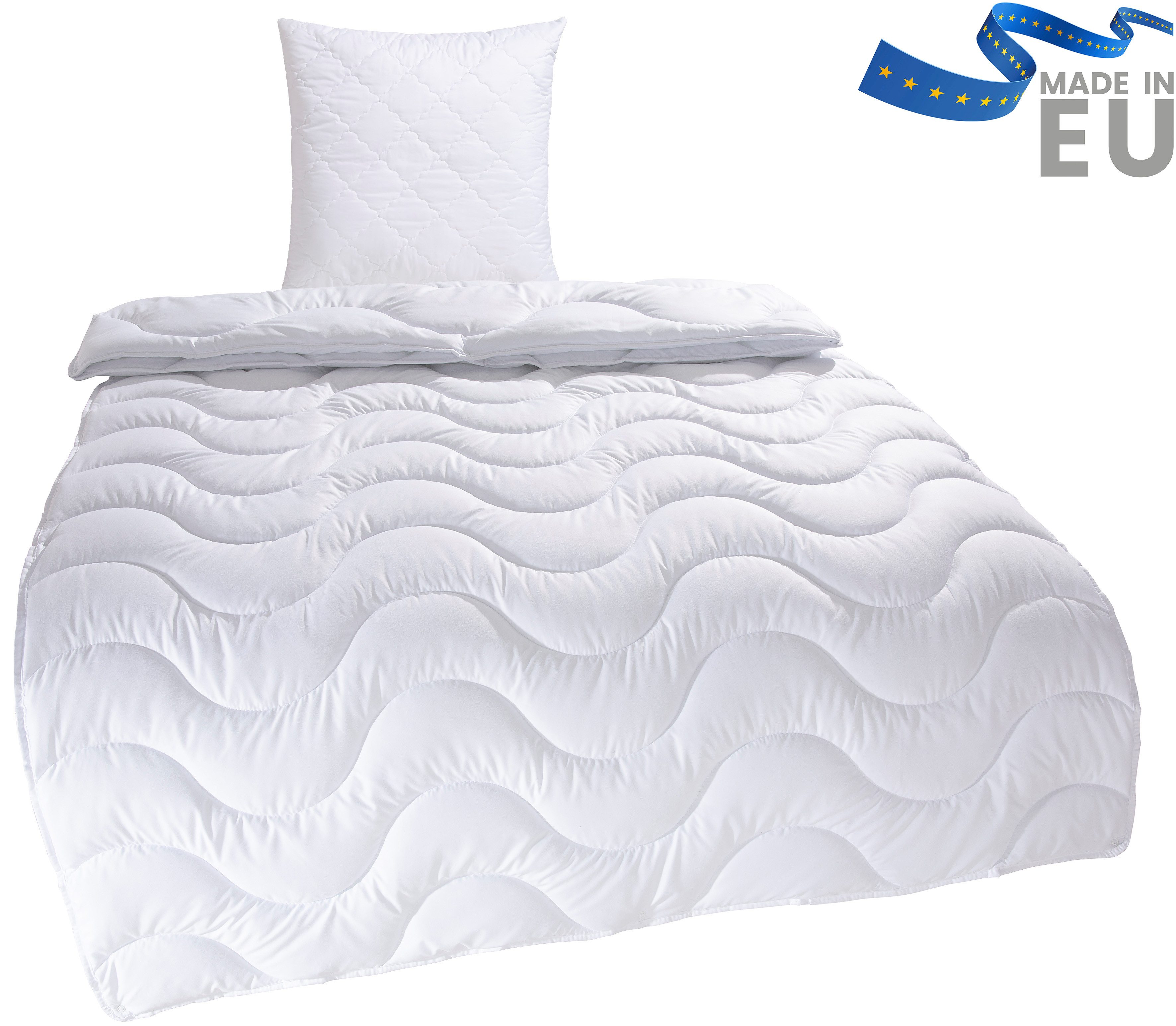 OTTO home Microfaserbettdecke + Microfaserkissen Mailo, Bettdecke 135x200 cm, 155x220 cm, Bezug: weich, 2-tlg., Set mit Kissen 80x80 cm, Sommer, Winter