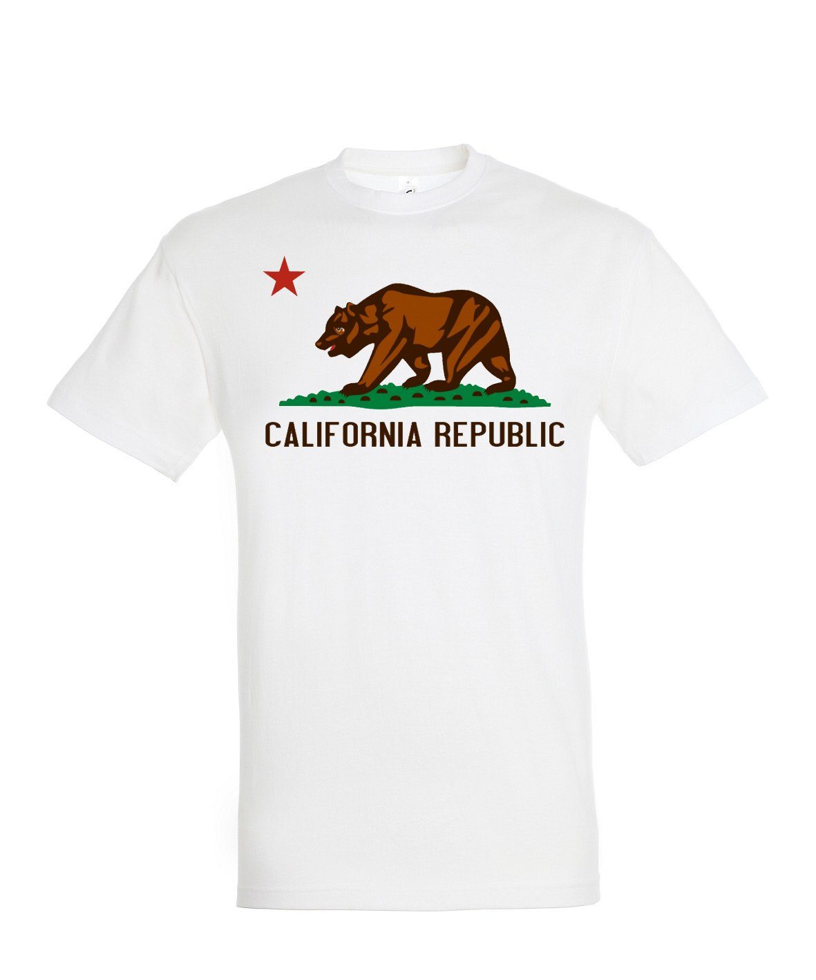 Youth Designz Herren Weiß T-Shirt California Tshirt modischem Republic Frontprint mit