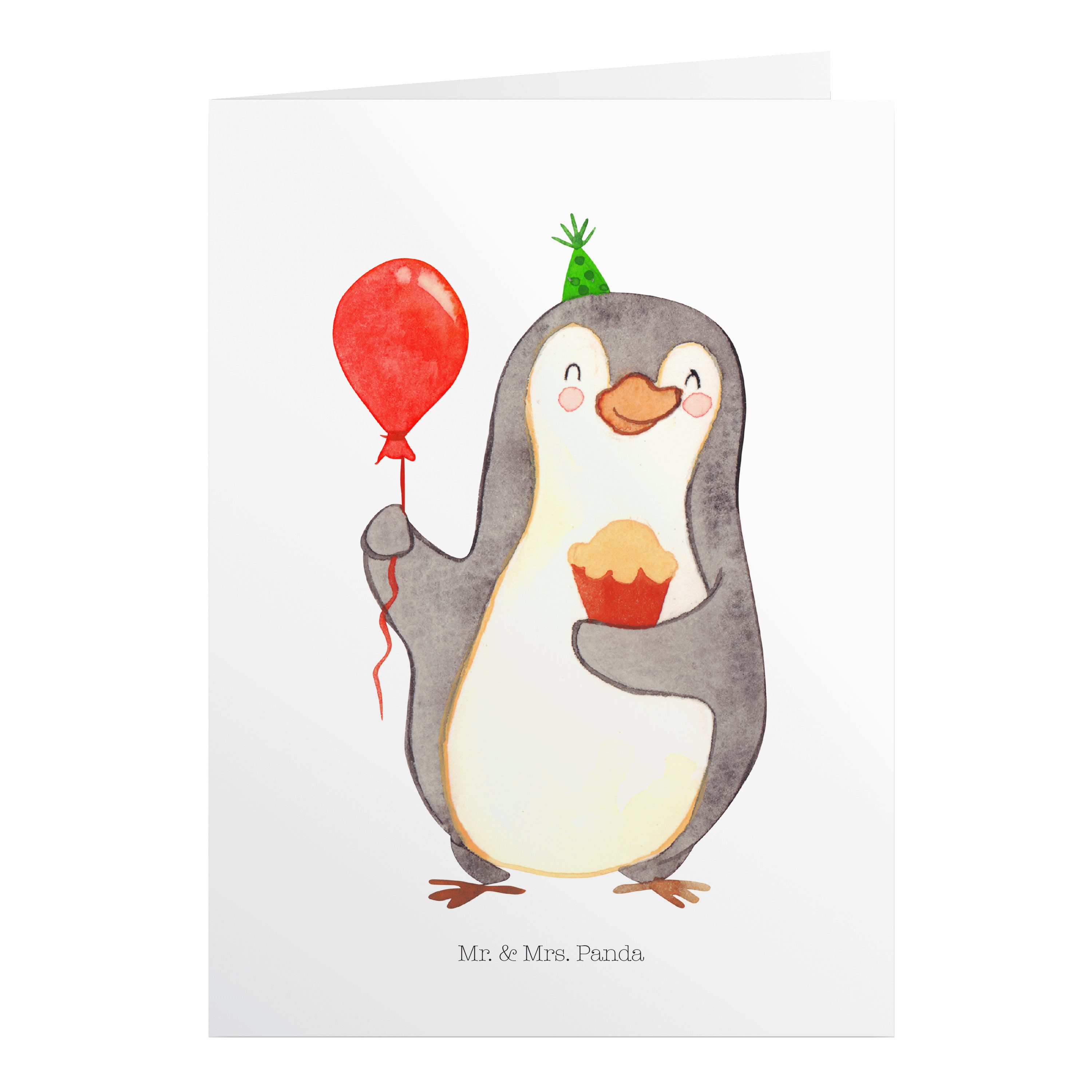 Mr. & Mrs. Panda Geburtstagskarten Pinguin Geburtstag - Weiß - Geschenk, Kuchen, Party, Einladungskarte