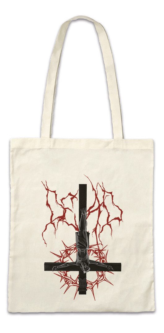 Beuteltasche Inverted Jesus Cross Stofftasche Umgedrehtes Kreuz Symbol Pentagram