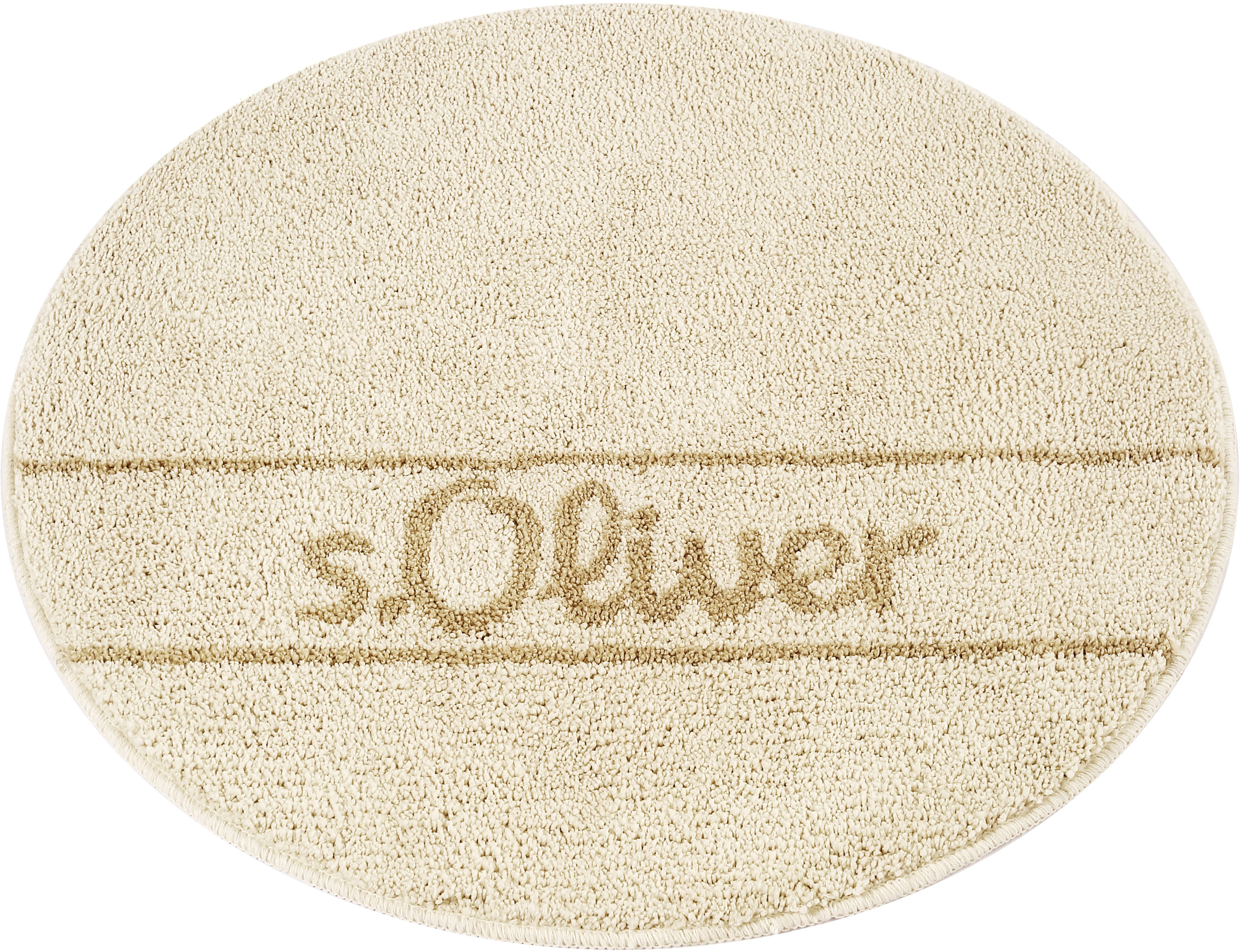 s.Oliver Badematte Allie, Badvorleger, Badezimmer Teppich, Duschvorleger, Höhe 10 mm, rutschhemmend beschichtet, schnell trocknend, strapazierfähig, Polyester, rund, Badteppich, weiche Haptik, unifarben mit s.Oliver Schriftzug