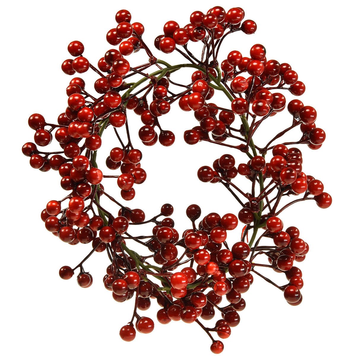 Winterliche Kunstpflanze Beerenkranz Rot Kunstpflanzen Weihnachten Dekoration Ø20cm, Florists Products, Höhe 6 cm