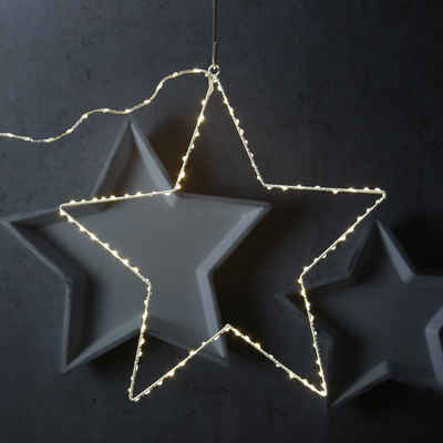 MARELIDA LED-Stern für außen Leuchtstern Metallstern 140LED 40cm Weihnachtsstern Timer Innen/Außen, warmweiß (2100K bis 3000K)