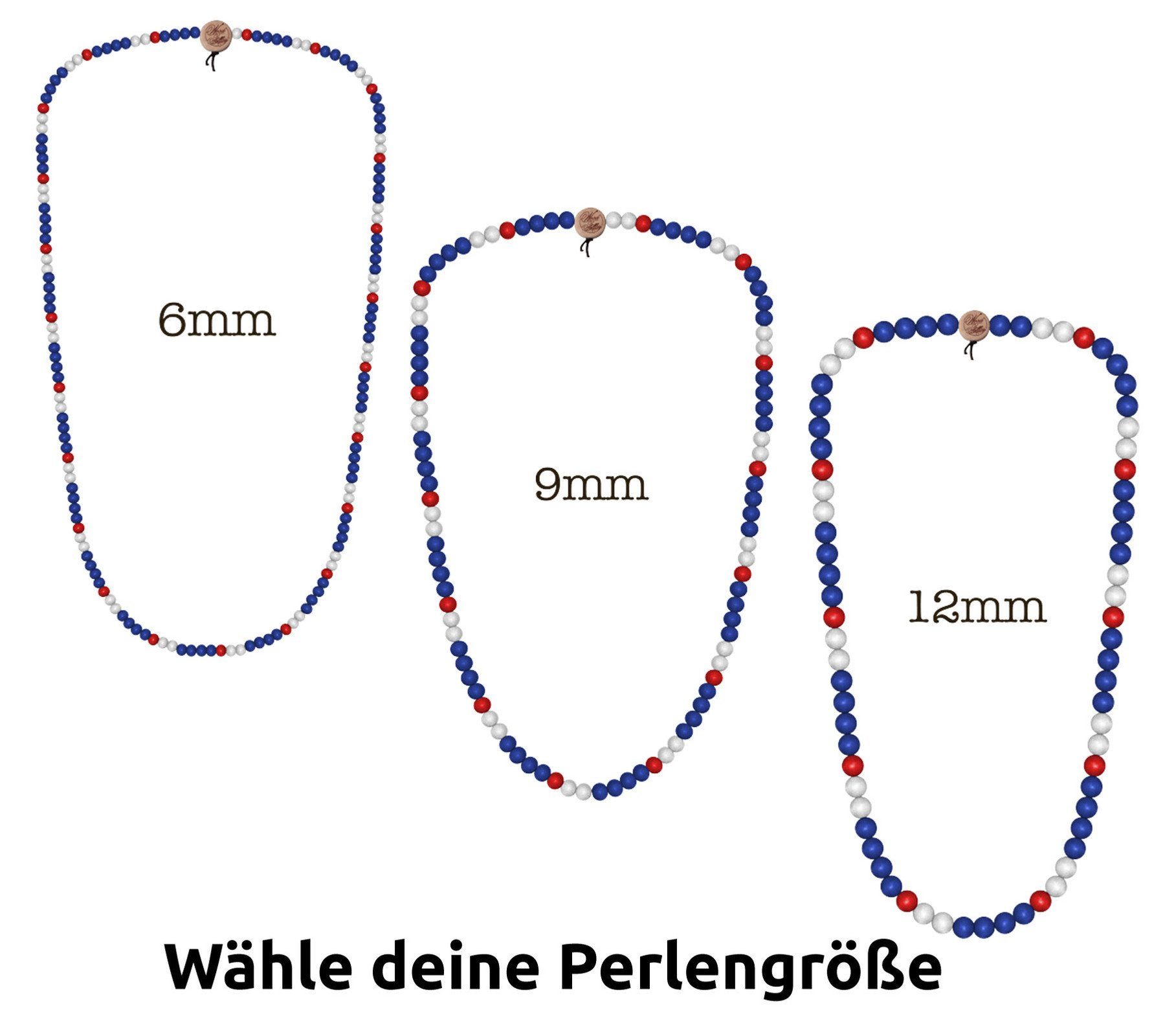 Deluxe Holz-Kette Halsband Pearl Necklace FELLAS WOOD WOOD FELLAS Mode-Schmuck schöne Blau/Rot/Weiß Hals-Schmuck