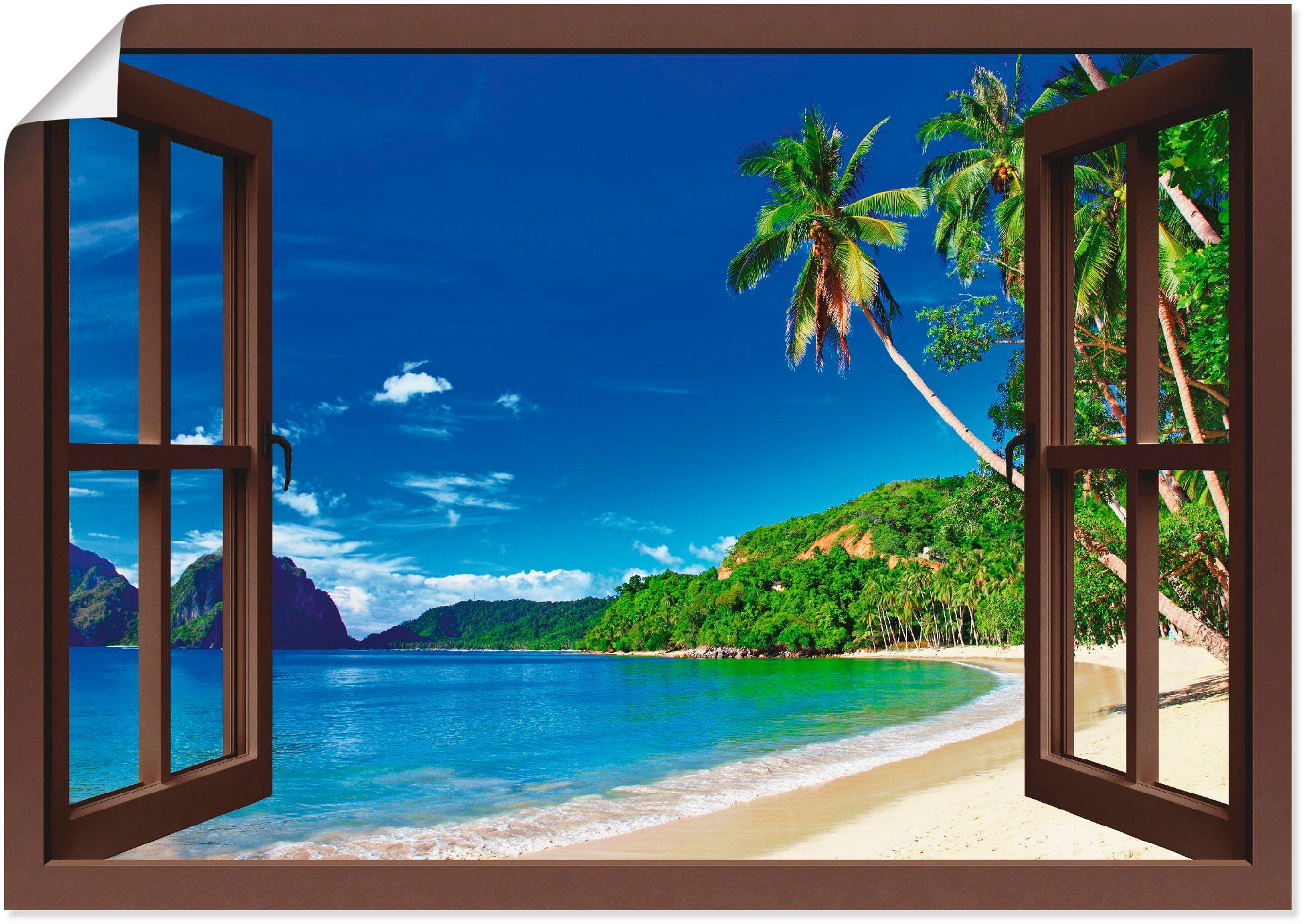 Artland Wandbild Fensterblick Paradies, Fensterblick (1 St), als Alubild, Leinwandbild, Wandaufkleber oder Poster in versch. Größen