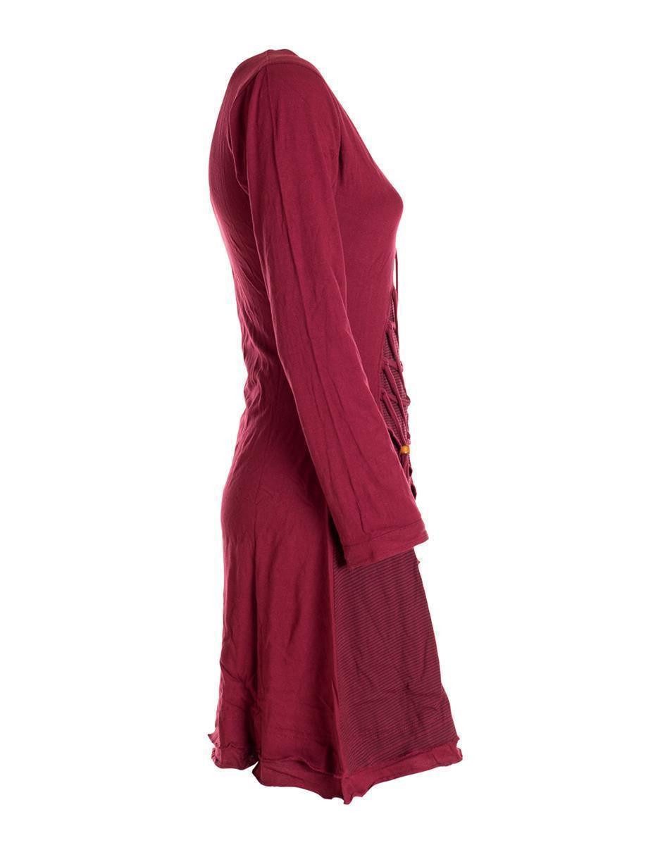 Vishes Jerseykleid Asymmetrisches Langarm Damen Baumwoll-Keid Shirt-Kleid Ethno, Elfen Style, Sweat-Kleid