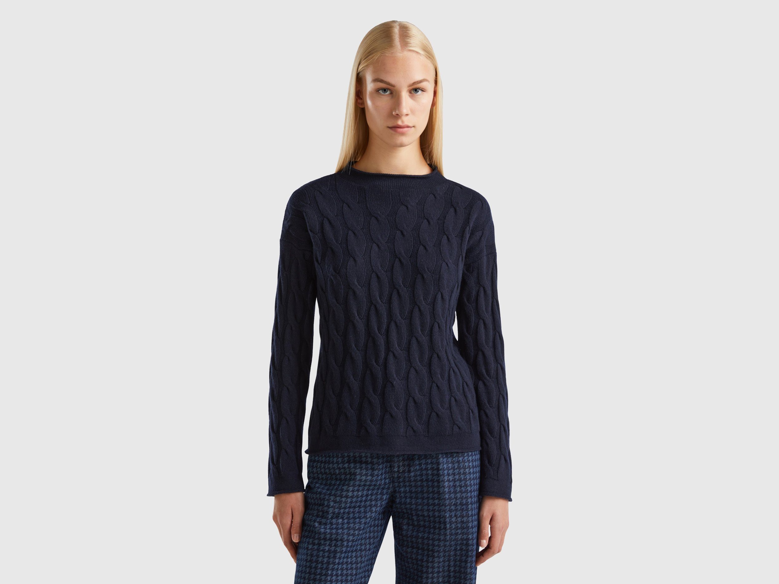 United Colors of Benetton Strickpullover mit Zopfstrick-Muster