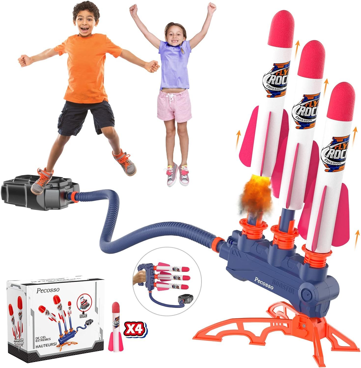 ASTGMI Spielzeug-Flugrakete Doppelzweck-Raketenschleuder mit Pedal, Spielzeug für Kinder