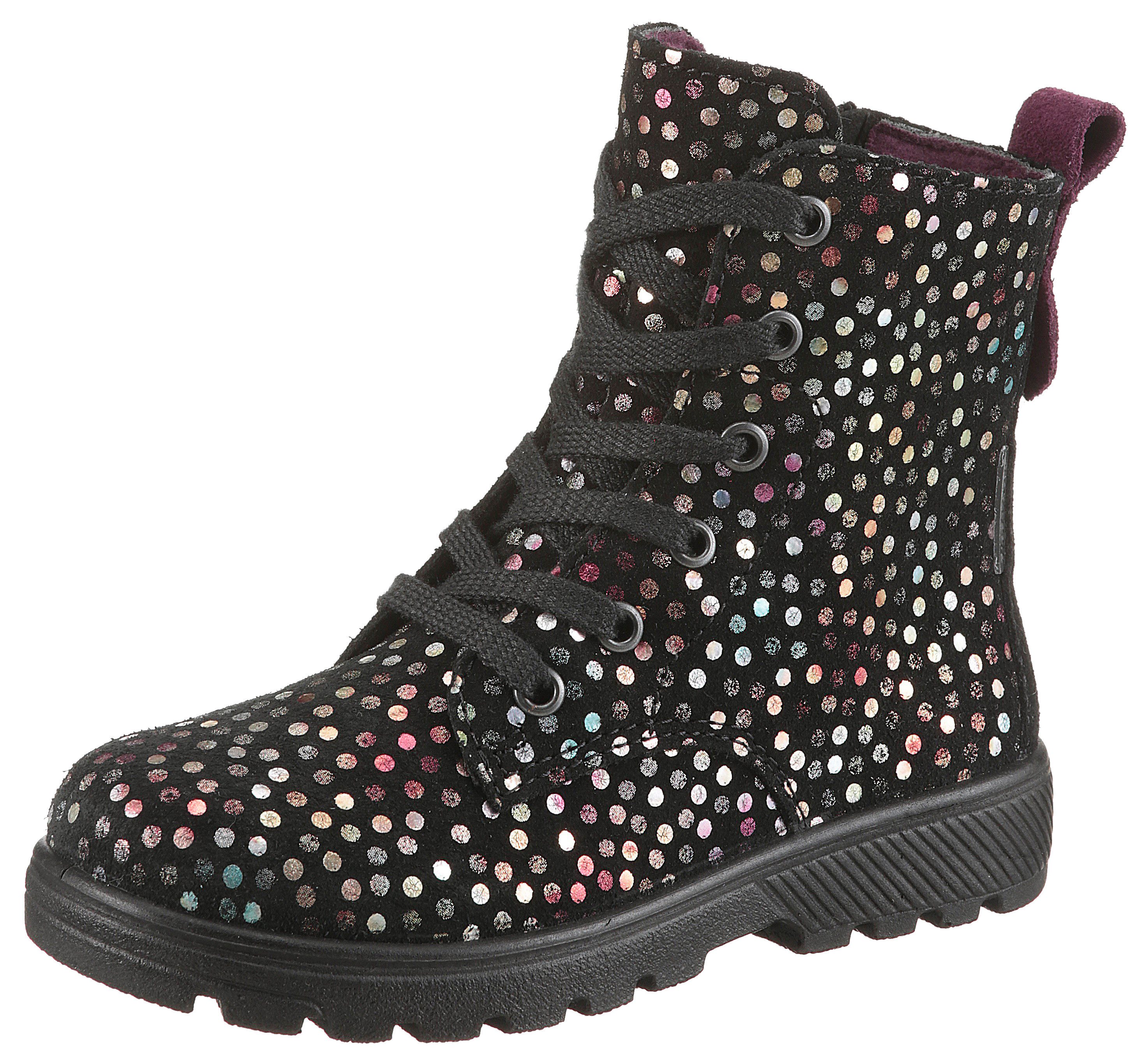 Ricosta Anni WMS: normal Schnürboots Glitzerschuh mit TEX-Ausstattung, Größenschablone zum Download