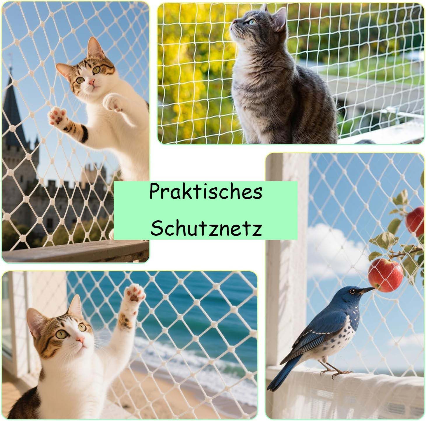 Agger Schutznetz ransparent Vogelschutznetz, Transparentes Katzenschutznetz für Katzen, BxL: 3x6 m